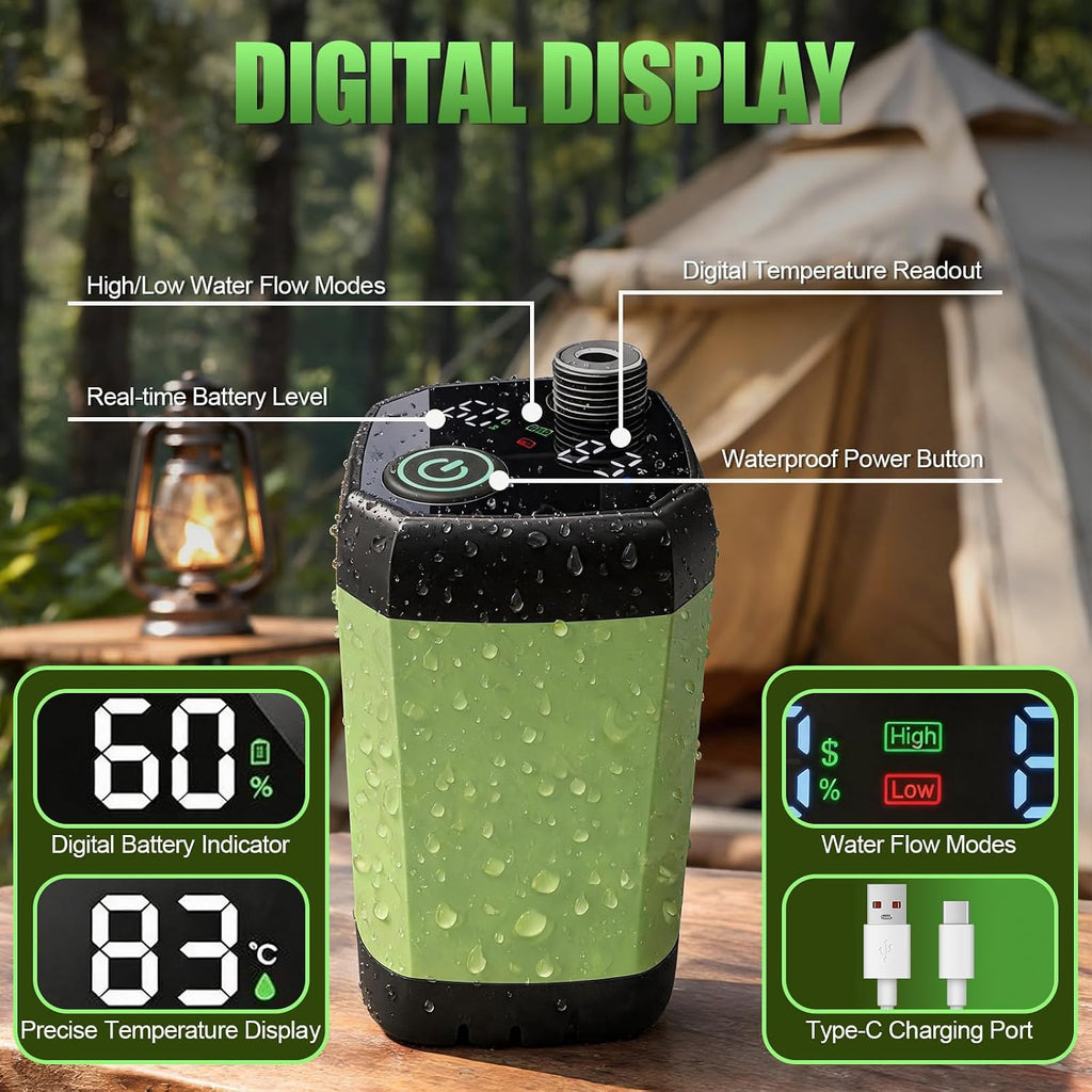 Portable Camping Shower,Long-Lasting Rechargable Camp Shower Pump