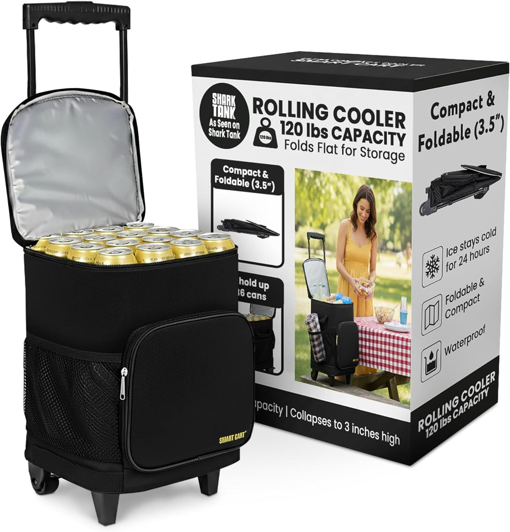 dbest Products Ultra Compact Cooler Smart Cart 360 Insulated Collapsible Rolling Tailgate BBQ Beach, Moroccan Tile