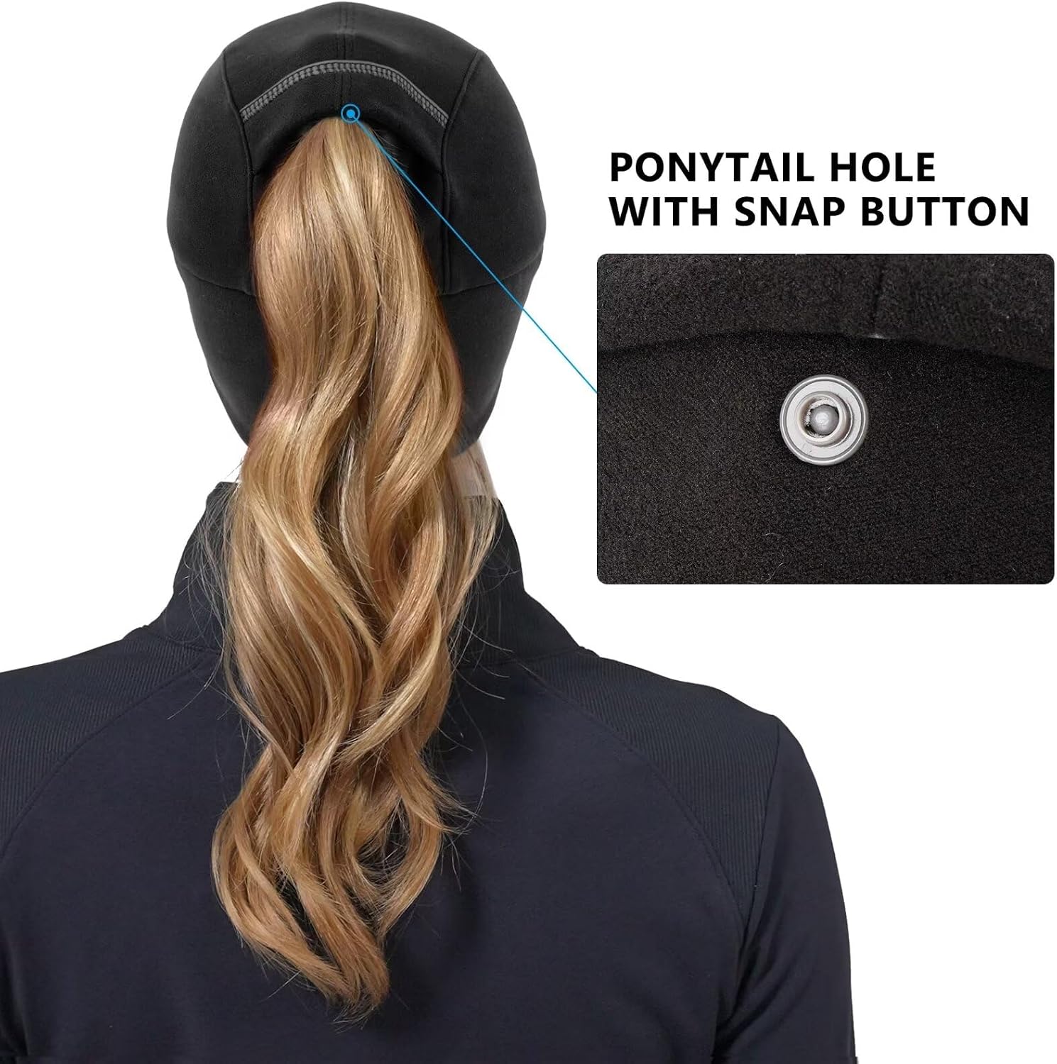 GADIEMKENSD Women's Winter Reflective Fleece Ponytail Hat with Drop Down Ear Warmer