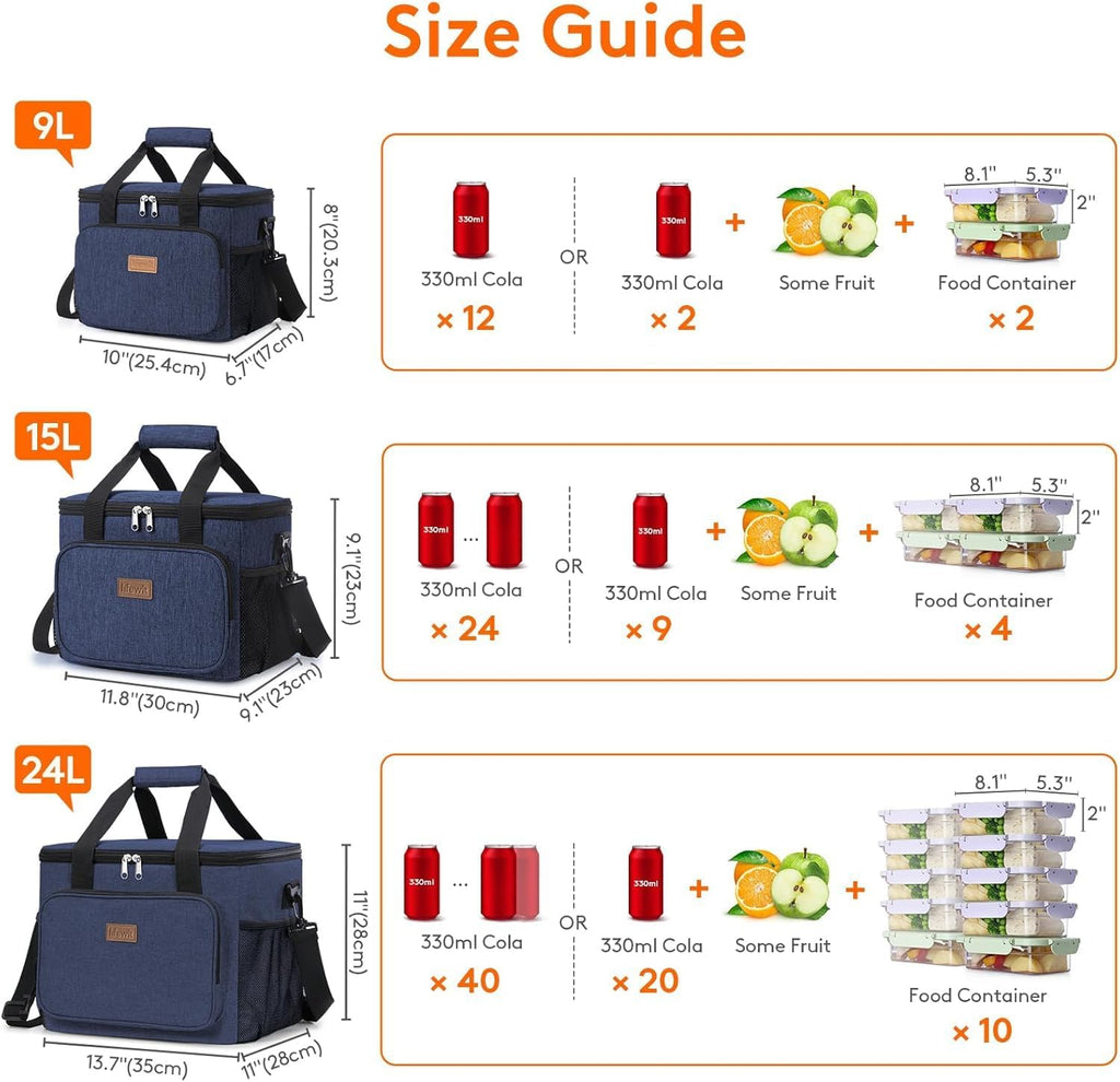 Lifewit Insulated Lunch Box for Men, Lunch Bag Cooler Women, 12-Can 9L