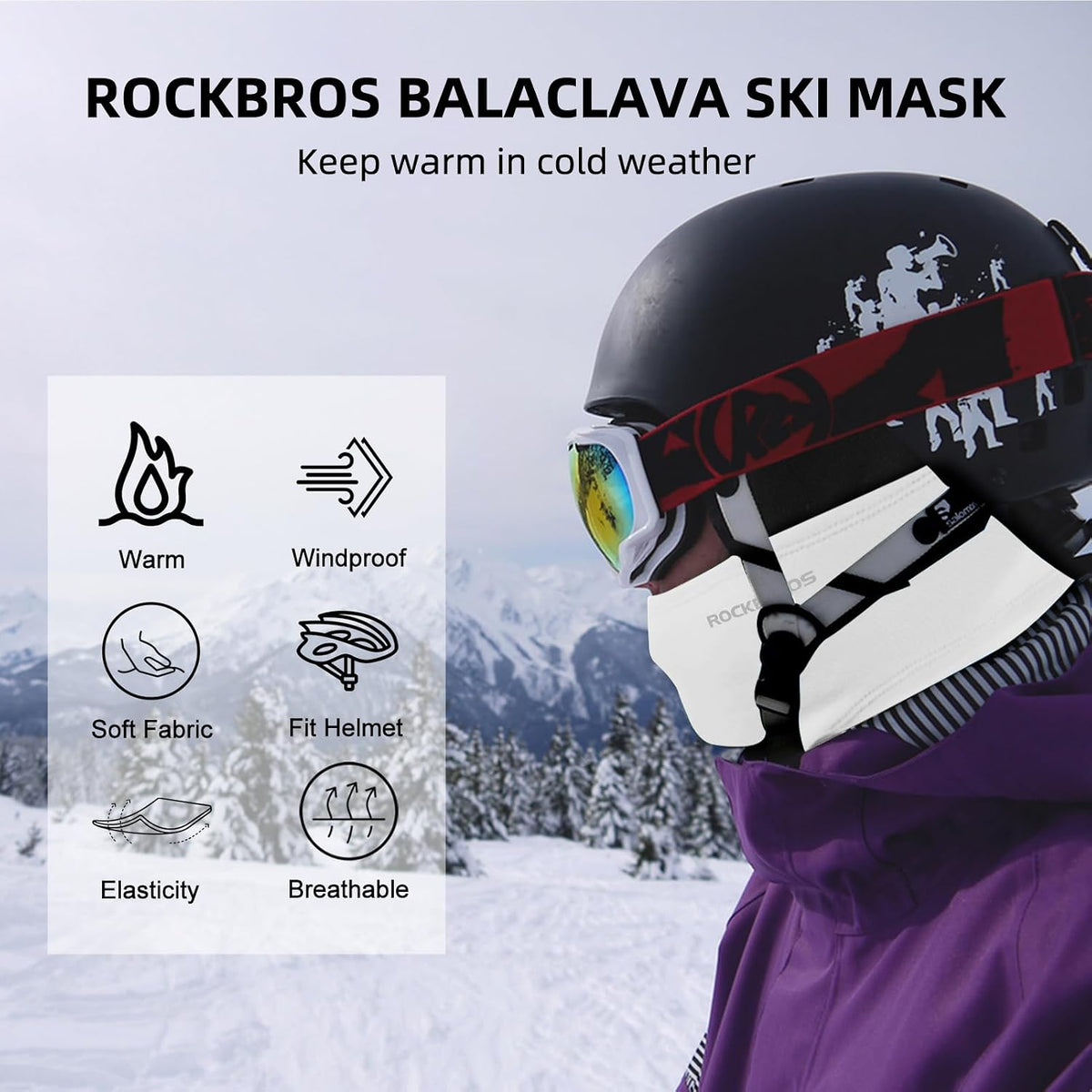 ROCKBROS Windproof Thermal Balaclava Ski Mask for Men and Women Cycling
