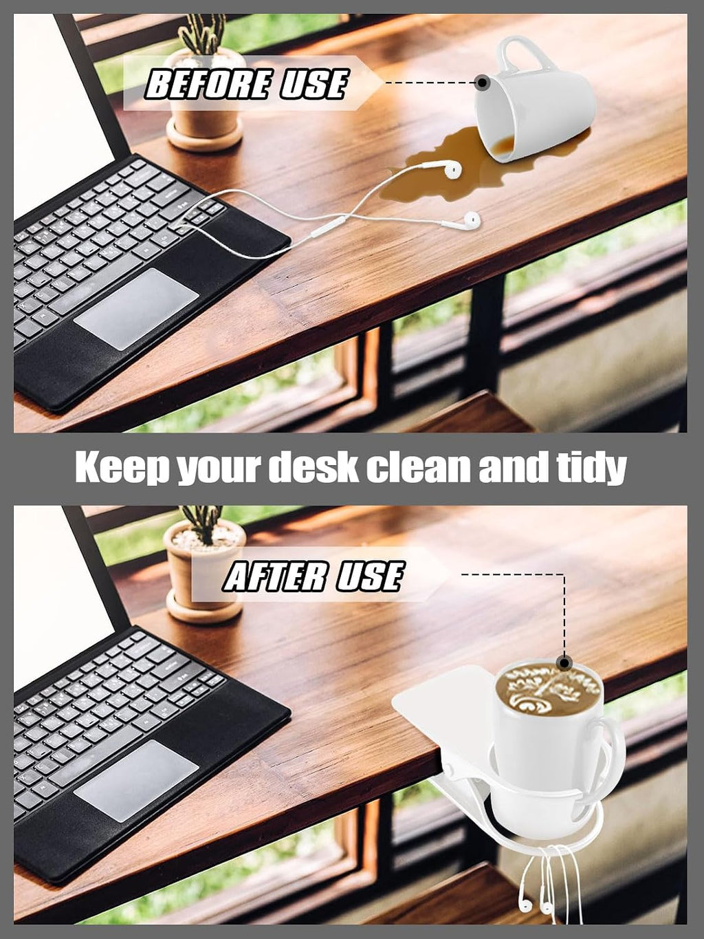 2PCS Clip on Drink Holder for Beach Chair, Desk Cup Holder with Groove