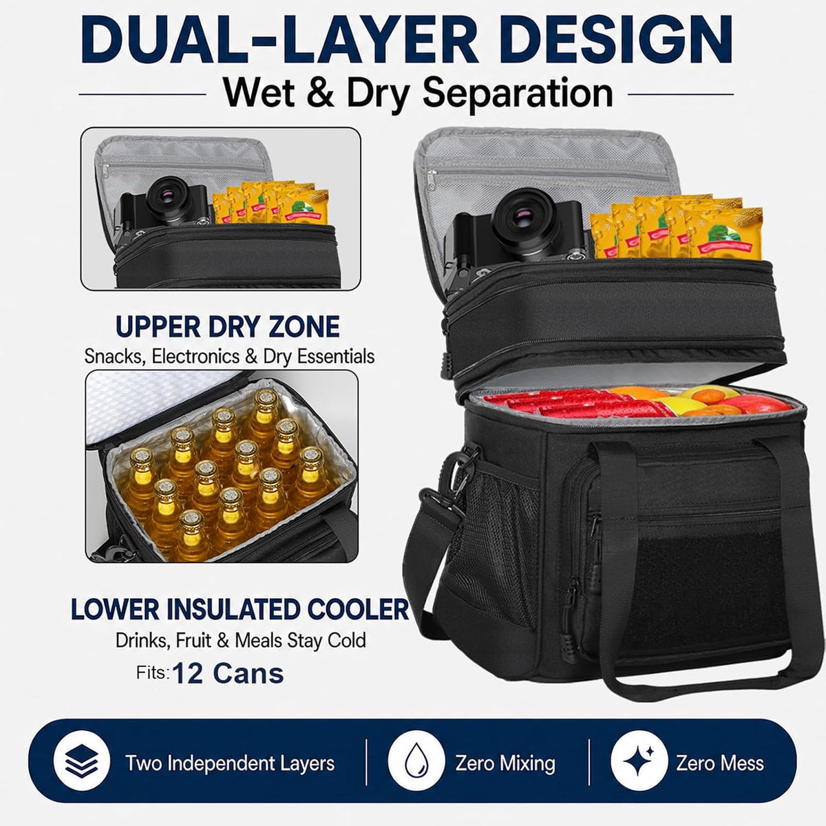 GLENKEY Tactical Lunch Box Men Expandable Insulated Leakproof Cooler Bag