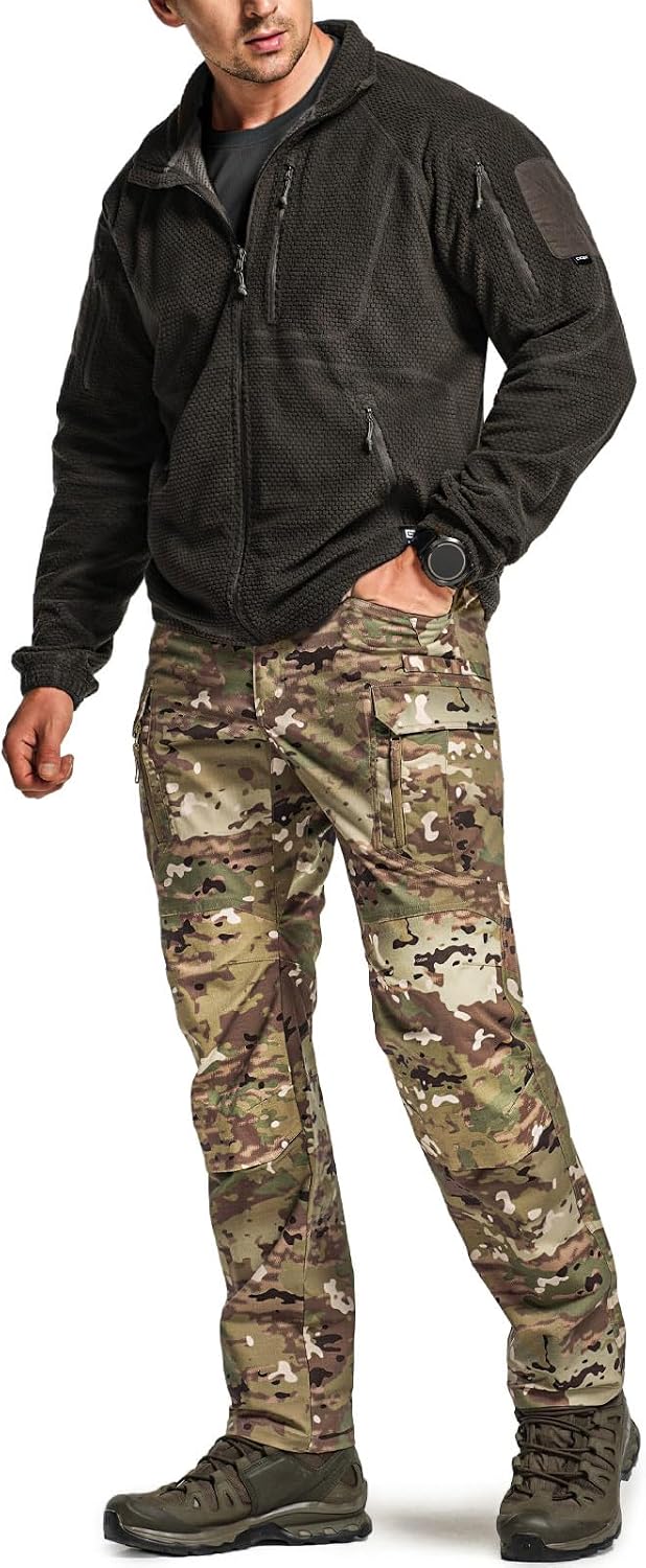 CQR Men's Flex Stretch Tactical Pants, Water Resistant Ripstop Cargo Pants, Lightweight EDC Outdoor Work Hiking Pants