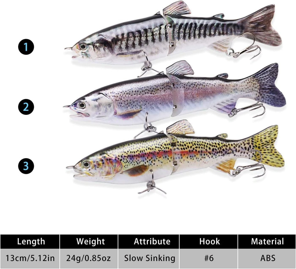 TRUSCEND Swimmax Easy Catch Fishing Lures with BKK Hooks, Wiggling, Vibrating, Rattling and Gurgling for More Bite, Heavy-Duty Dyneema Fiber Jointed Swimbaits for Bass, Trout, Walleye, Crappie, Pike