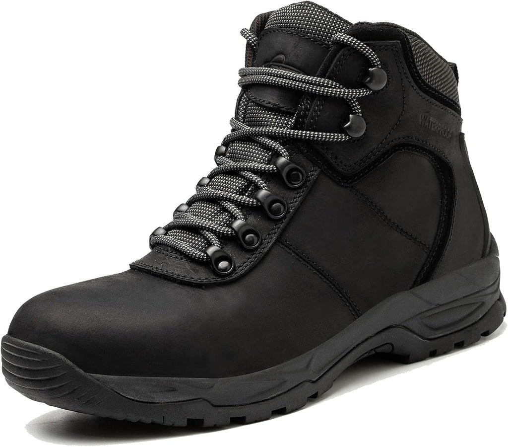 Waterproof Hiking Boots for Men, 6" Comfortable Soft Toe Shoes Mid Non Slip Hiking Shoes Outdoor Travel Shoes Leather Hiking Backpack Boots