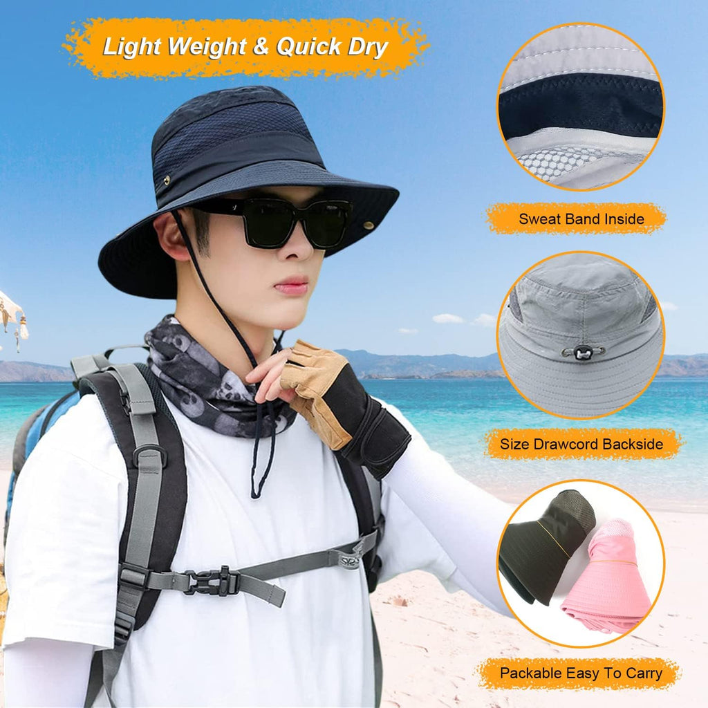 HUAMULAN Wide Brim Sun Hat for Women Men Summer UV Protection Bucket Hats