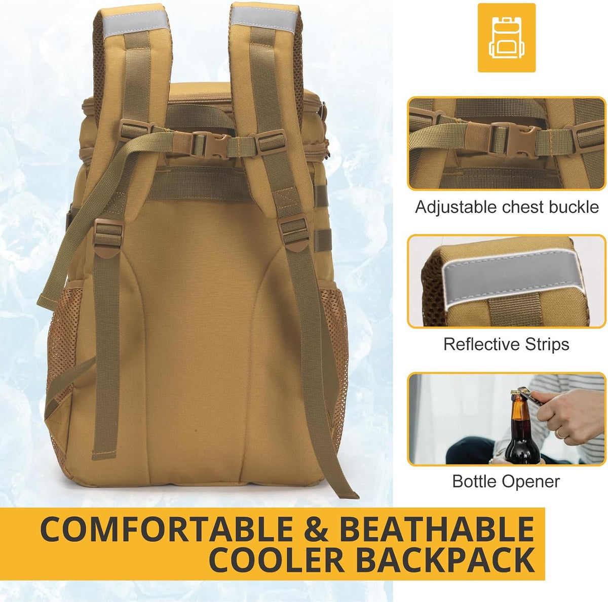Tactical Backpack Cooler for Men,25L Insulated Lunch Ice Chest for Work