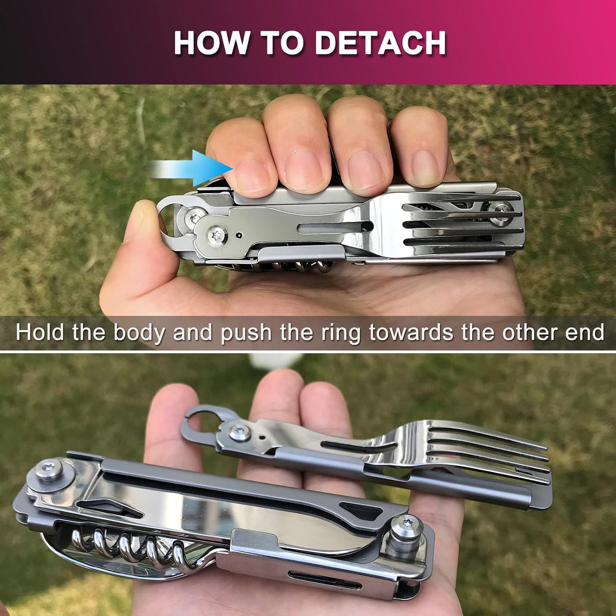6-in-1 Camping Utensils Set with Case Folding Fork Spoon Knife