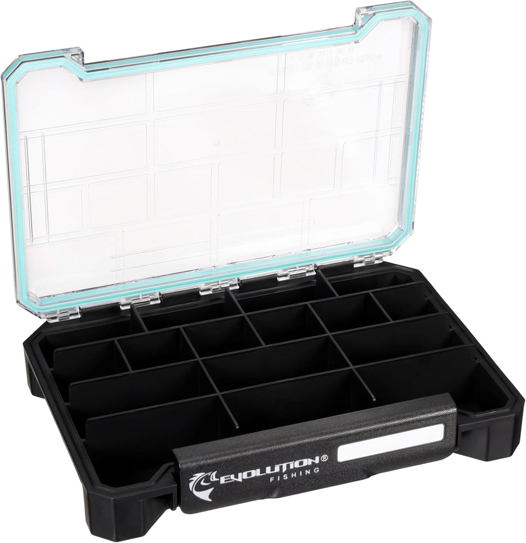 Evolution Fishing BallistiX 3.5 Terminal Tackle Tray – Waterproof Tackle Storage Box with Anti-Migration Design, One-Hand Latch, Polycarbonate Lid, Rust-Resistant Terminal Tackle Organizer