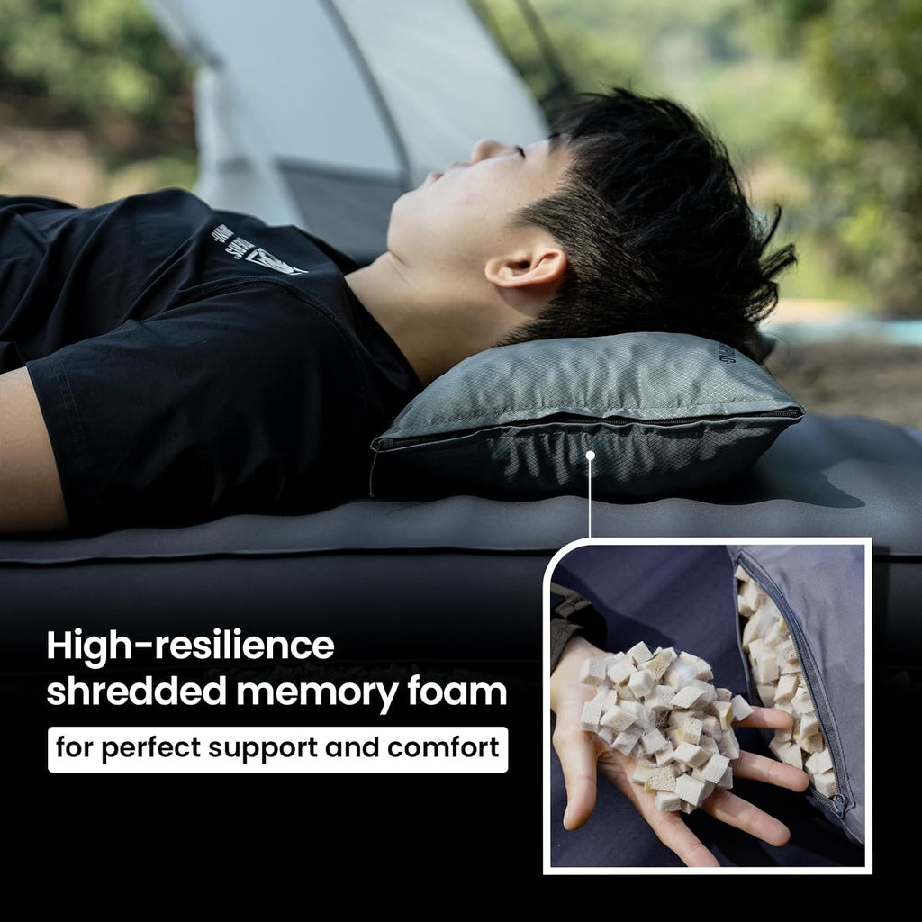 ONETIGRIS Wilddream Camping Pillow, Shredded Small Memory Foam Pillow, Compact, Easy Clean, Comfortable for Backpacking, Travel, and Car Trips, 4 Season Use