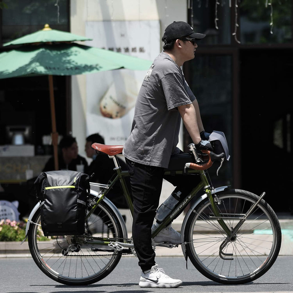 Rhinowalk Bike Pannier Bag Bicycle Bag Convertible Pannier Backpack Shoulder Bag Laptop Pannier Travel Bag Professional Cycling Accessories-Black