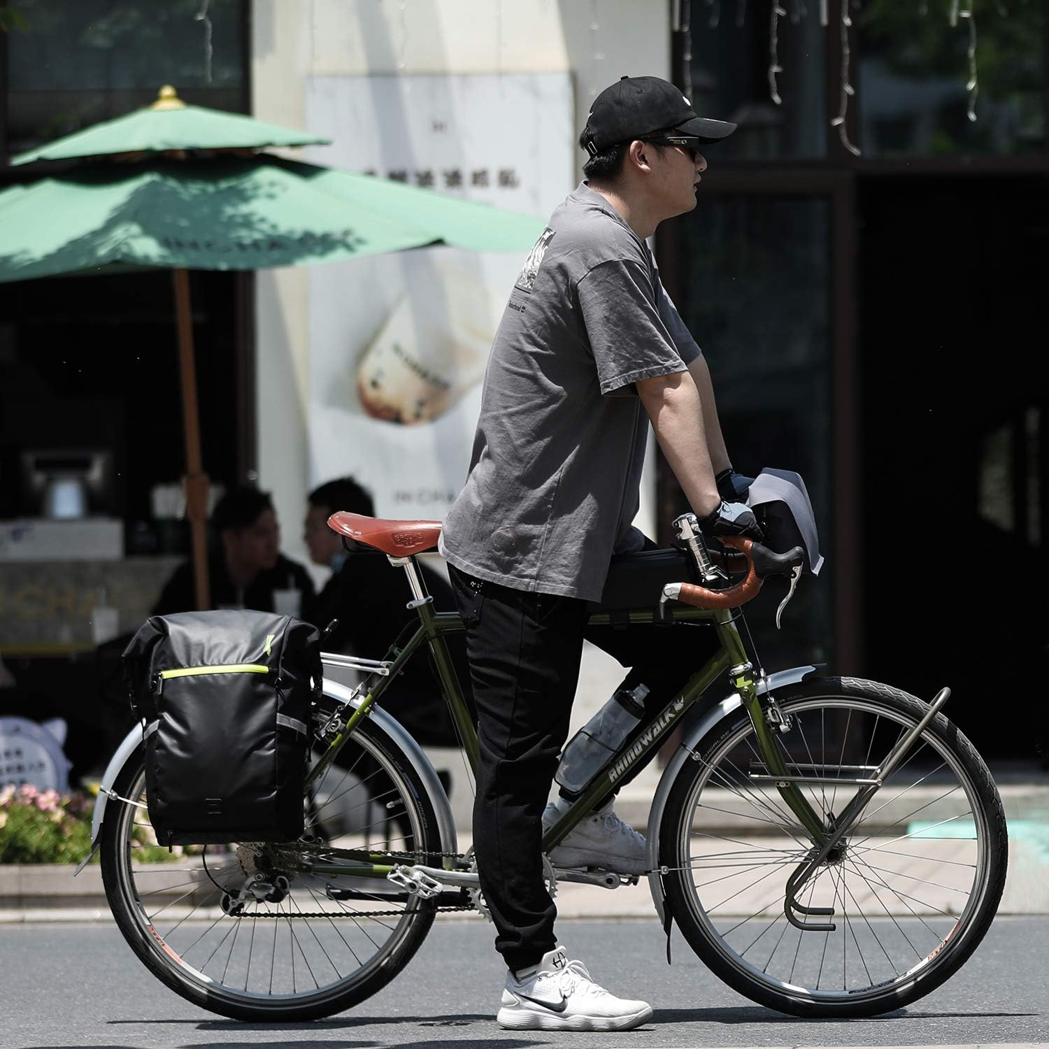 Rhinowalk Bike Pannier Bag Bicycle Bag Convertible Pannier Backpack Shoulder Bag Laptop Pannier Travel Bag Professional Cycling Accessories-Black
