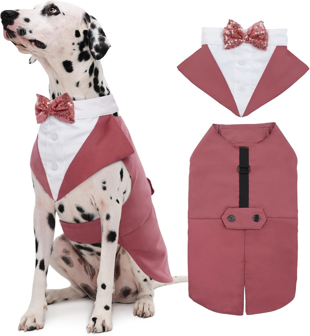Kuoser Dog Tuxedo, Dog Suit and Bandana Set, Dogs Costume with D-Ring