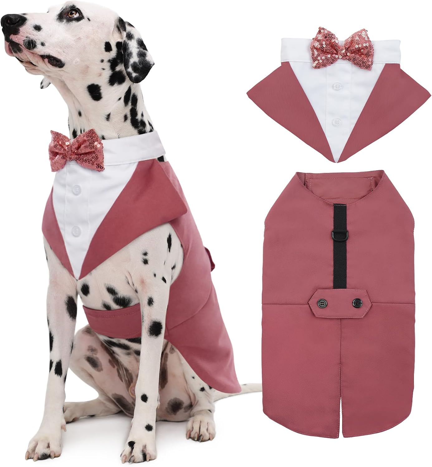 Kuoser Dog Tuxedo, Dog Suit and Bandana Set, Dogs Costume with D-Ring