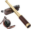 Retro Pirate Telescope 25x30 Spyglass Portable Collapsible Handheld Telescope Zoom Vintage Monocular Classical Collection Compass for Camping Hunting Boating Gift