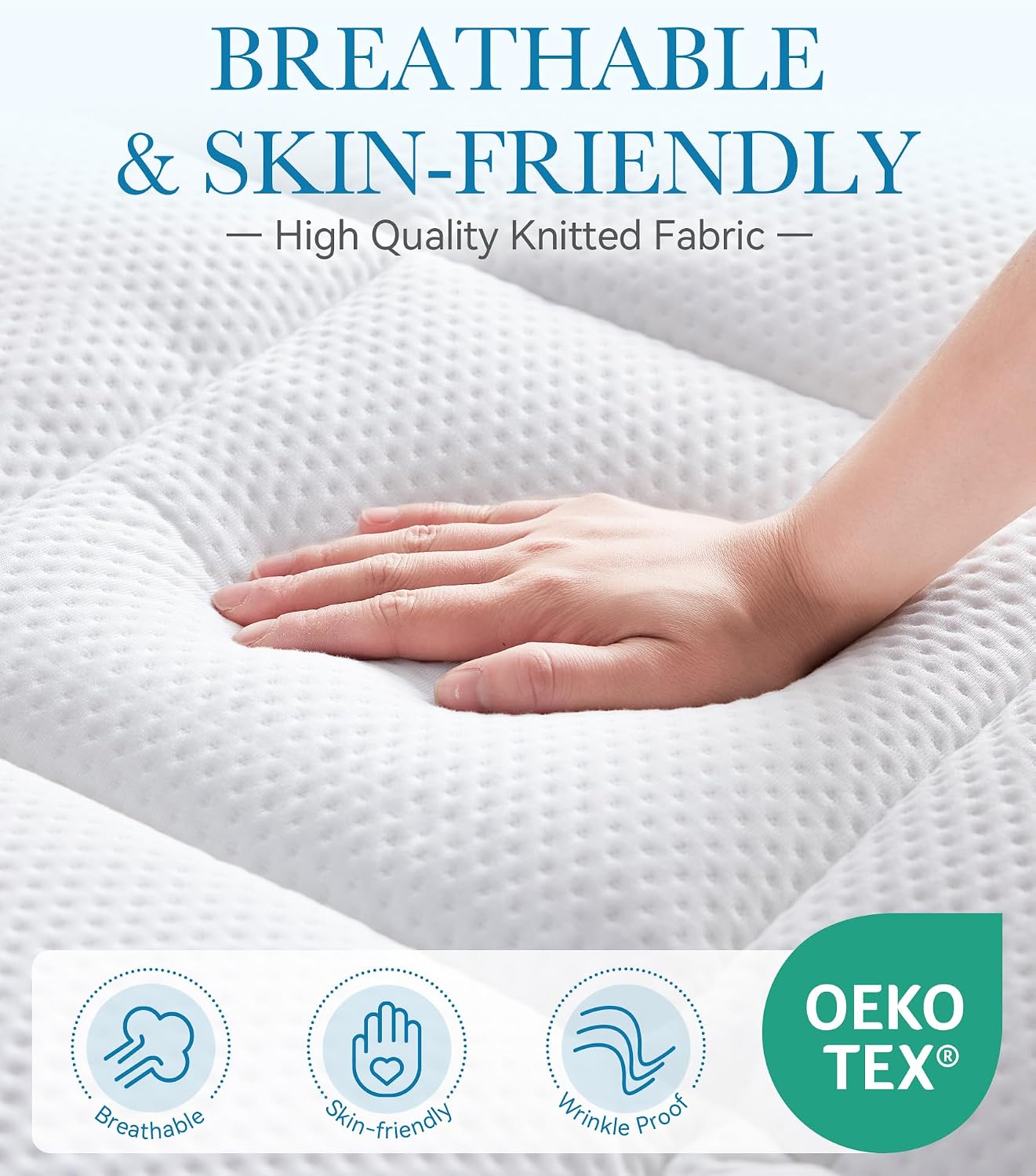 BDEUS Waterproof Dual Layer 3 Inch Memory Foam Mattress Topper Queen Size, 2 Inch Gel Memory Foam Plus 500 GSM Down Alternative Quilted Pillow Top Mattress Pad Cover for Kids, Pets