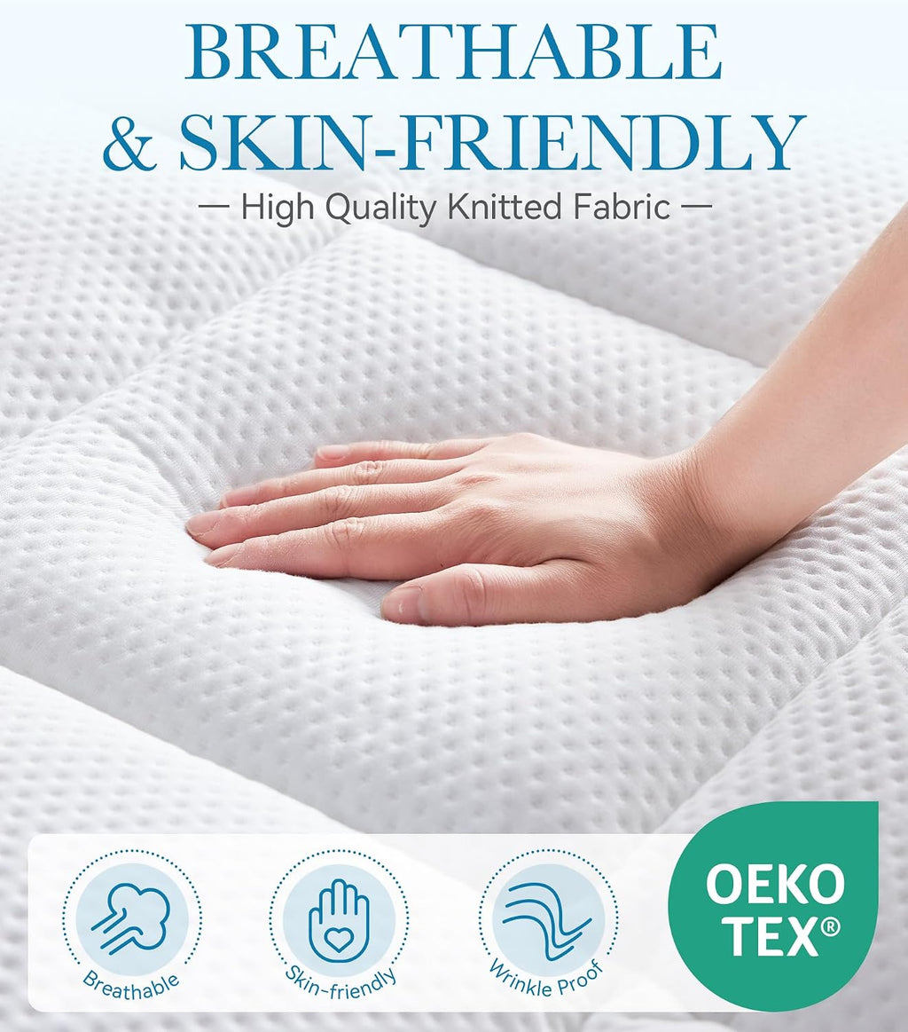 BDEUS Waterproof Dual Layer 3 Inch Memory Foam Mattress Topper Full Size, 2 Inch Gel Memory Foam Plus 500 GSM Down Alternative Quilted Pillow Top Mattress Pad Cover for Kids, Pets