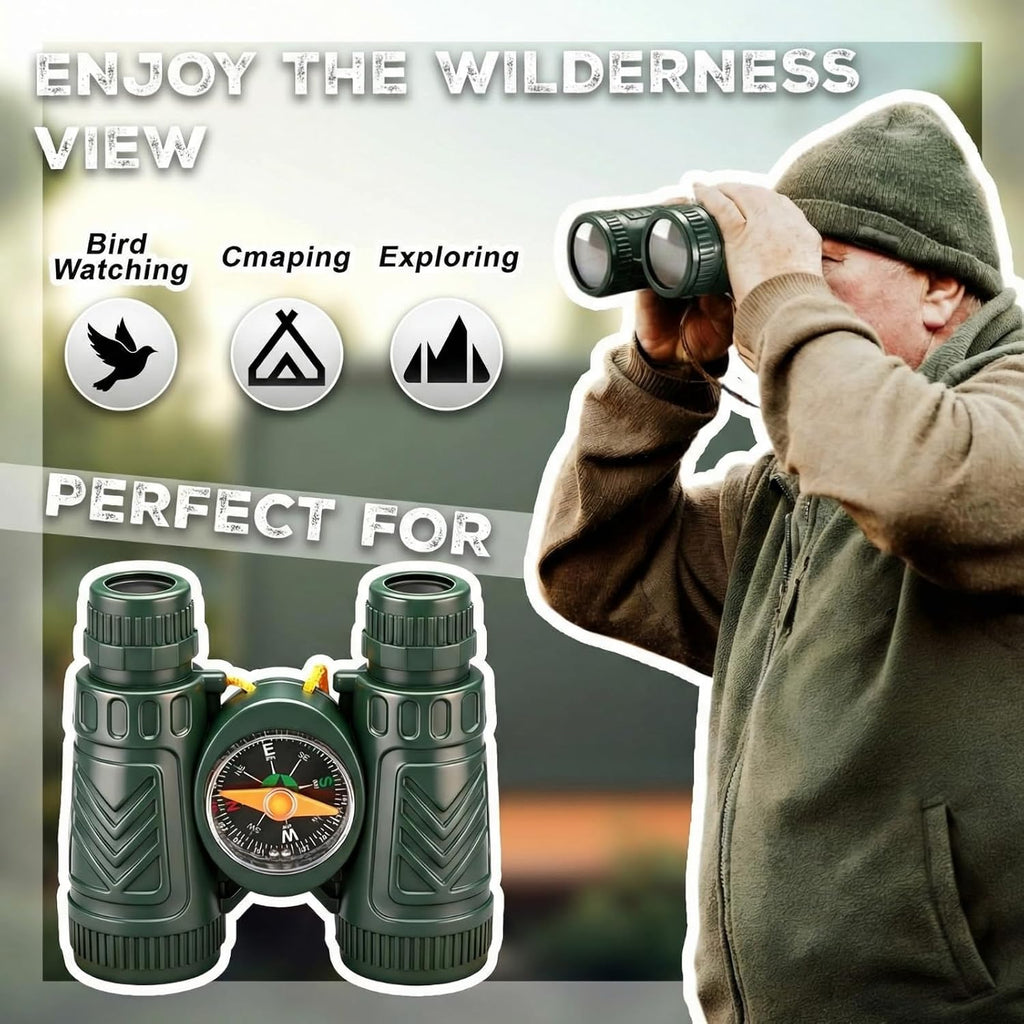 30 Set Mini Binoculars Magnifying Glass Whistle Kit for Bird Watching Outdoor Camping Hiking Exploring Wilderness Adventure