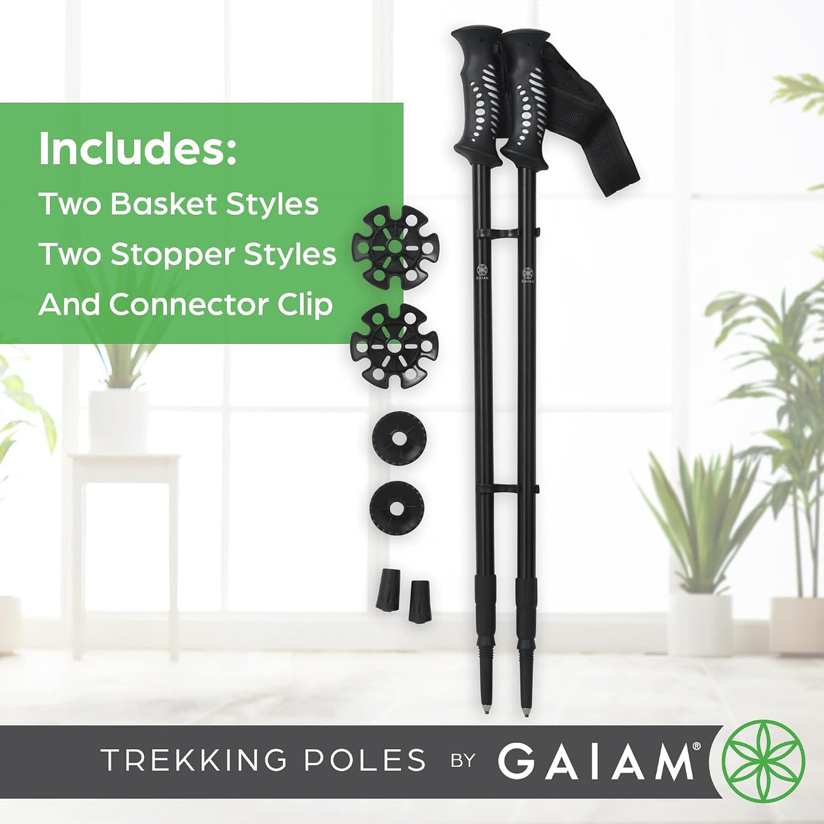 Gaiam Trekking Poles, Pair, 7075 Aluminum Hiking Poles