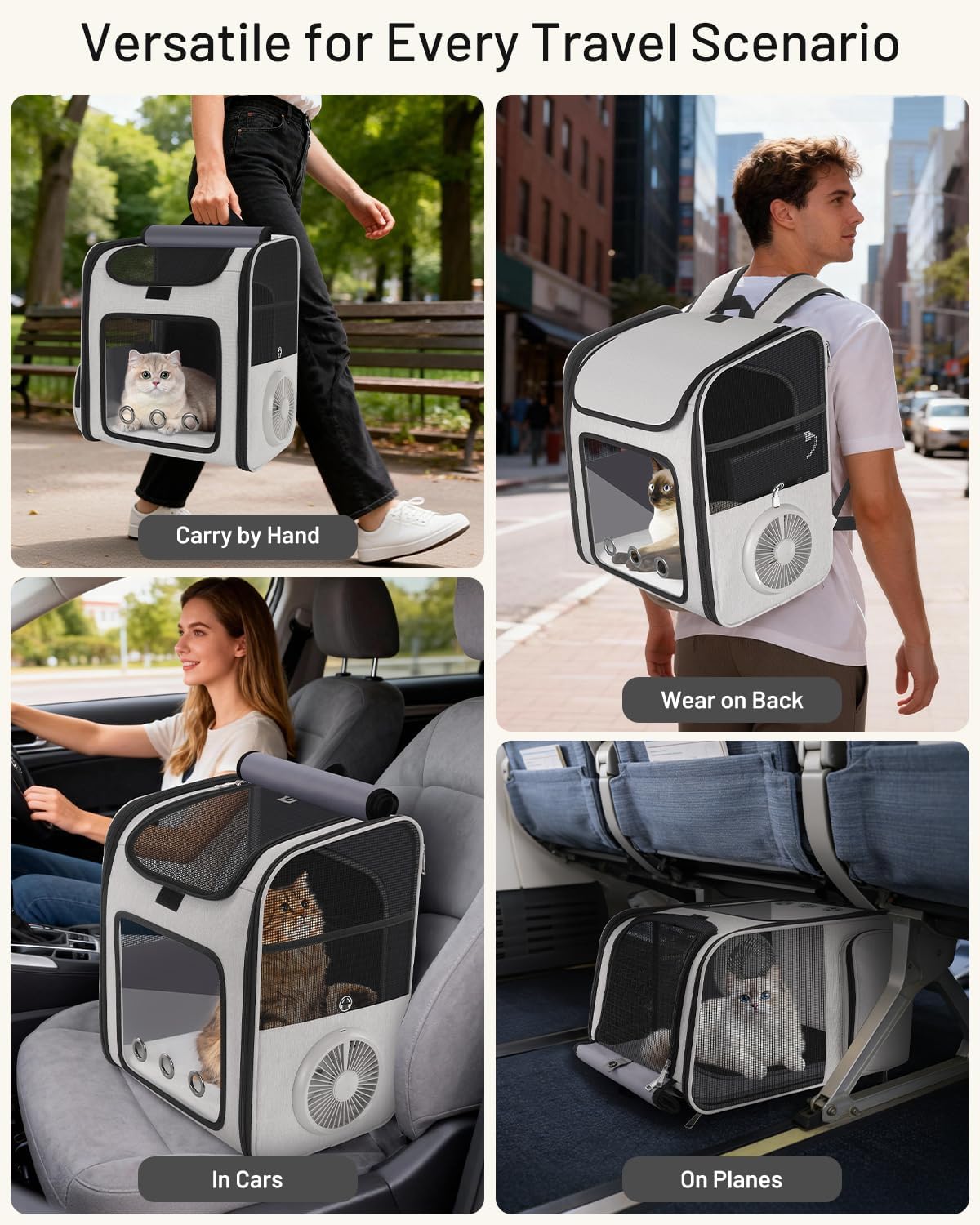 Smart Cat Backpack Carrier with Cooling Fan & Heating Pad