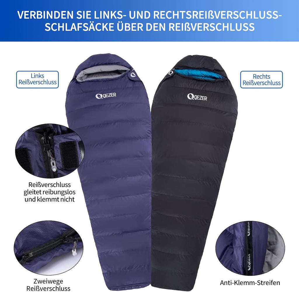 Down Mummy Sleeping Bag for Adults, 600 Fill Power Backpacking