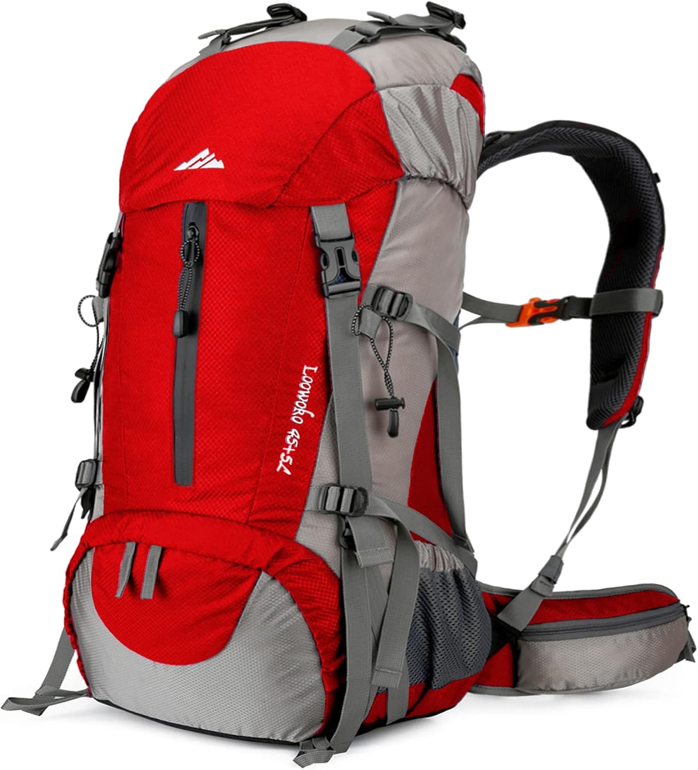 Loowoko 50L Hiking Backpack with Rain Cover for Both Men & Women | Lightweight at Just 2.8 lbs, External Extension with Compression Straps for Backpacking, Hiking, Camping, Trekking