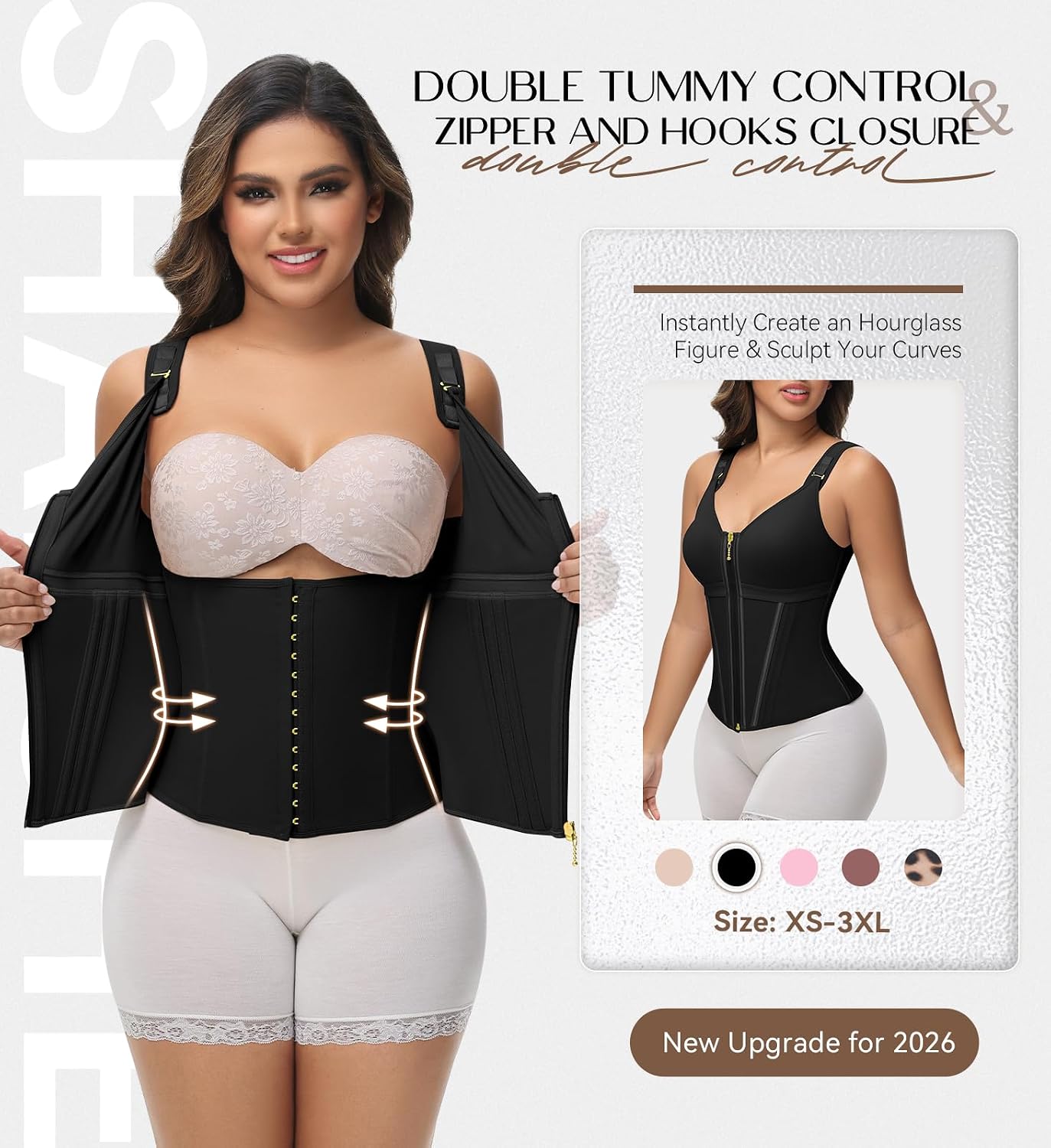 SHAPSHE Waist Trainer Corset for Women Tummy Control Body Shaper with Bra