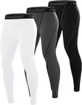 Roadbox 3 Pack Compression Pants Men, Performance Running Workout Leggings