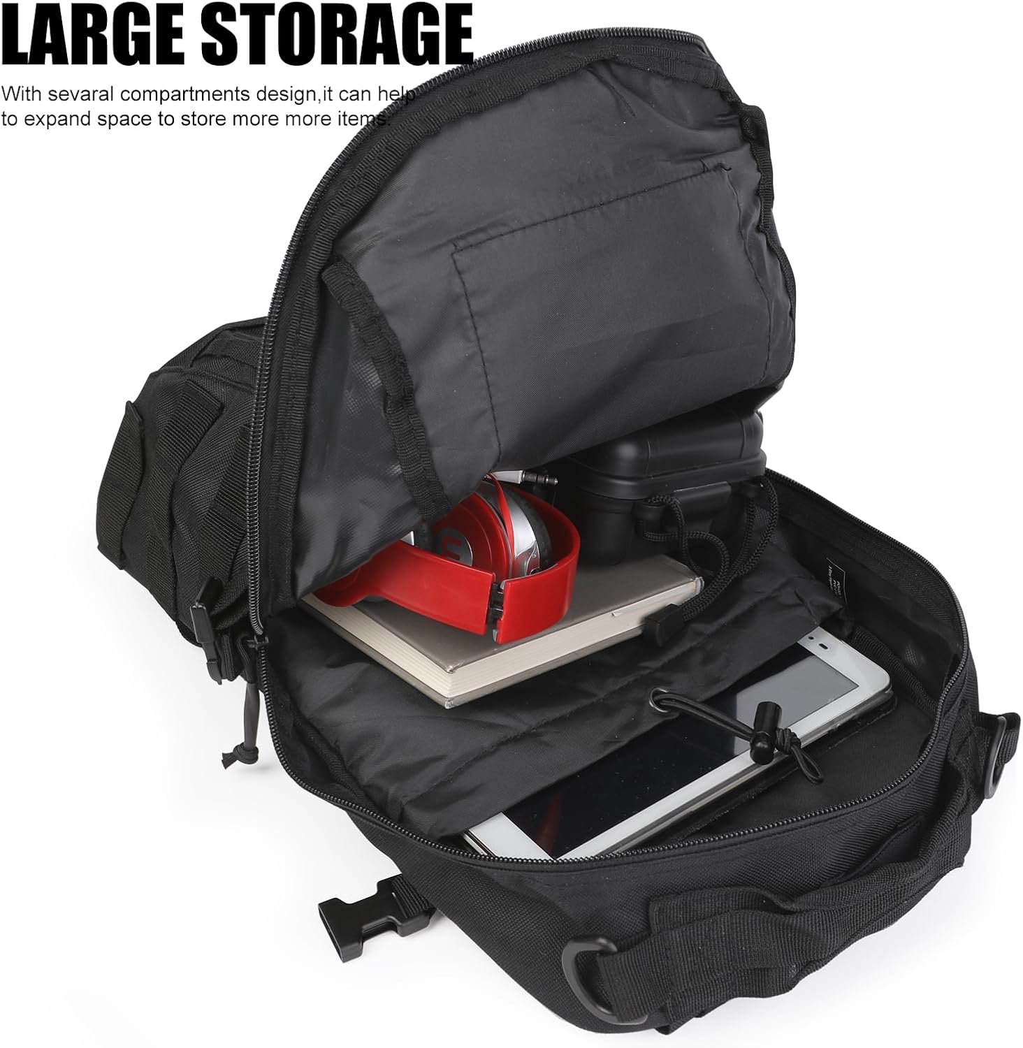 Small Tactical Hiking Backpack, 12L MOLLE Bookbag Daypack for Travel