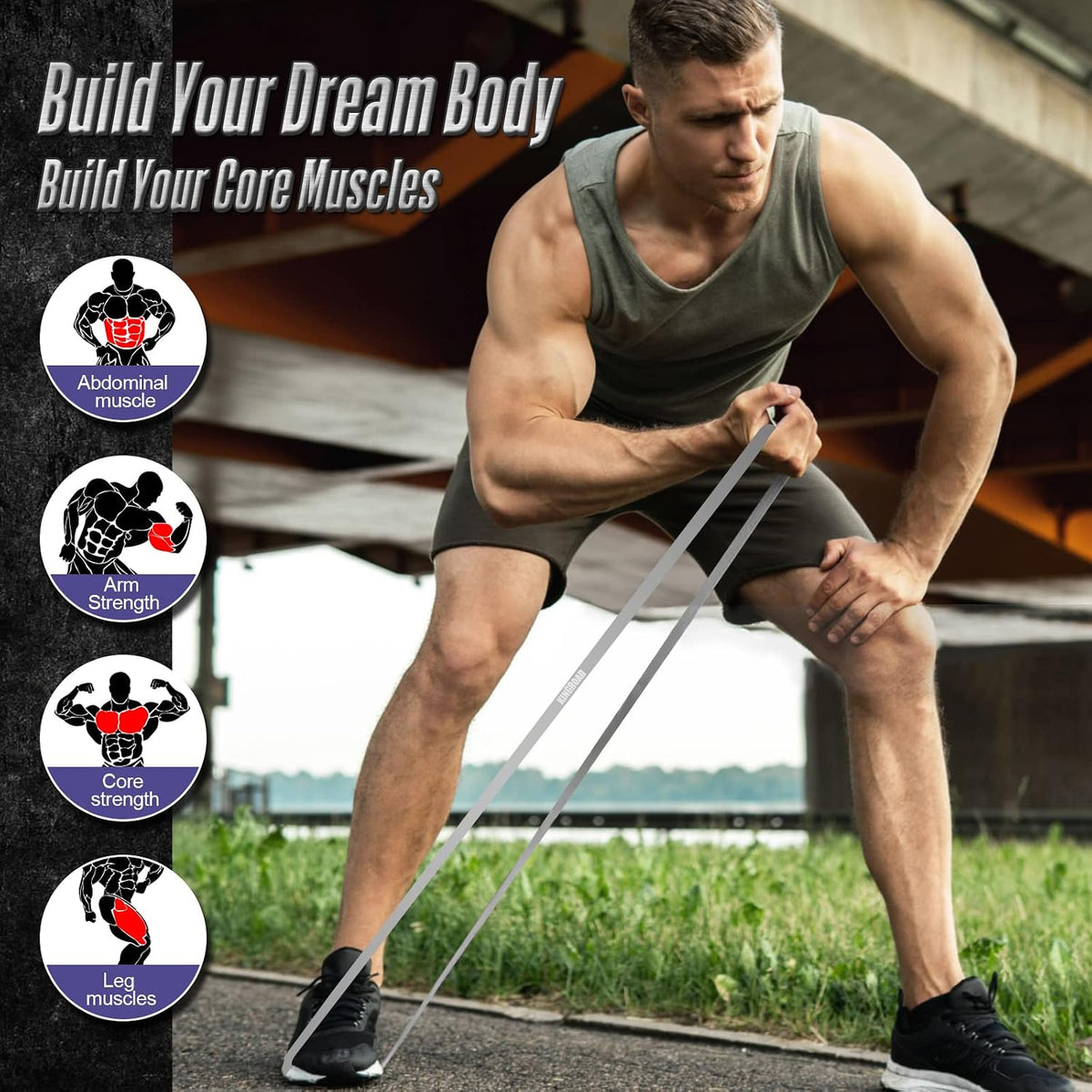 Resistance Band Pull Up Assistance Bands Sets Resistance Heavy Duty Exercise Stretch Fitness Bands for Stretching Power Lifting Workout Training with Instruction Guide