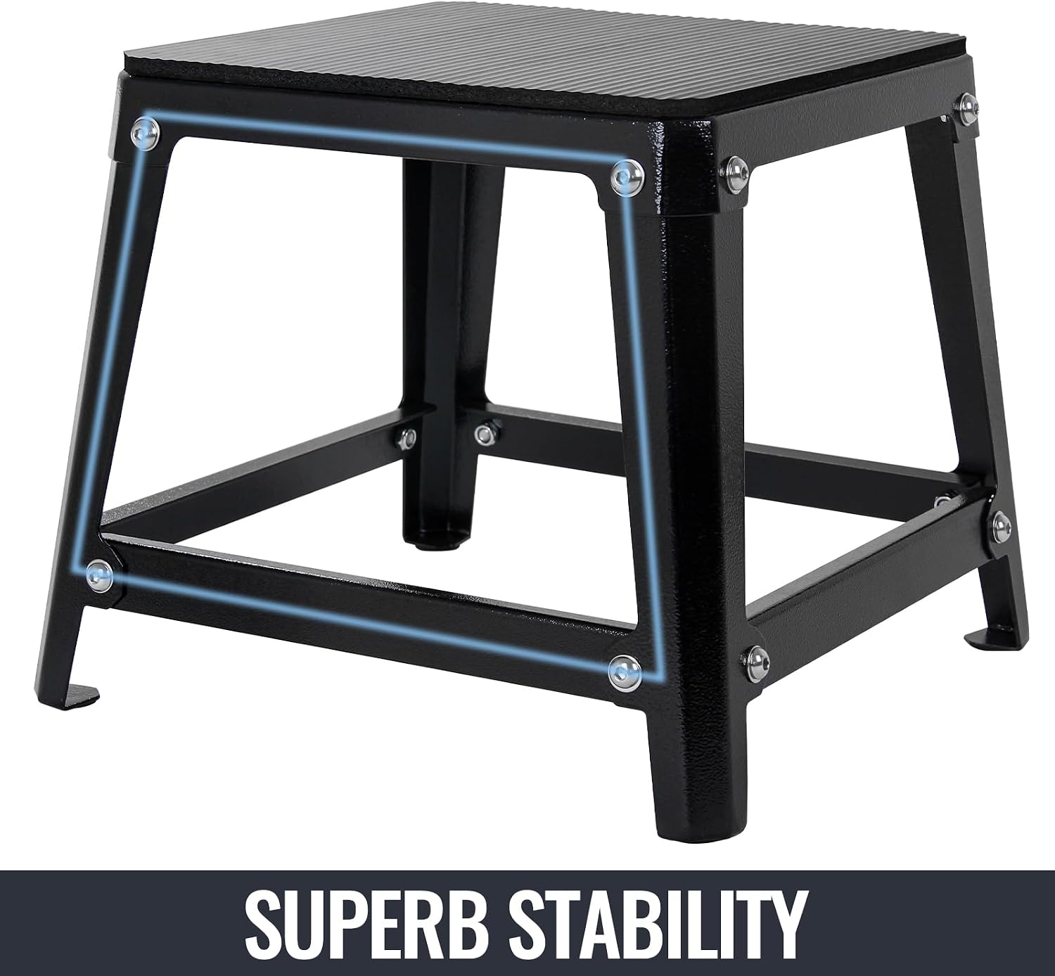 Metal Plyometric Jumping Box, Steel Fitness Exercise Jump Platforms Box for Conditioning Strength and Agility Training, 12 Inch Anti-Slip Workout Step Up Box for Home Gym