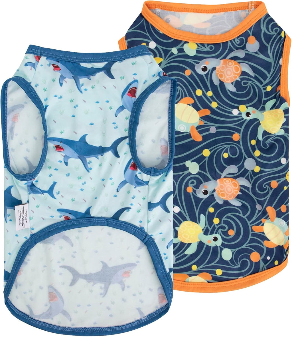 CuteBone Dog Shirts 2-Pack Soft Pet Clothes Breathable Summer Vest for Small Puppy and Stretchy Cat Apparel 2BX24L