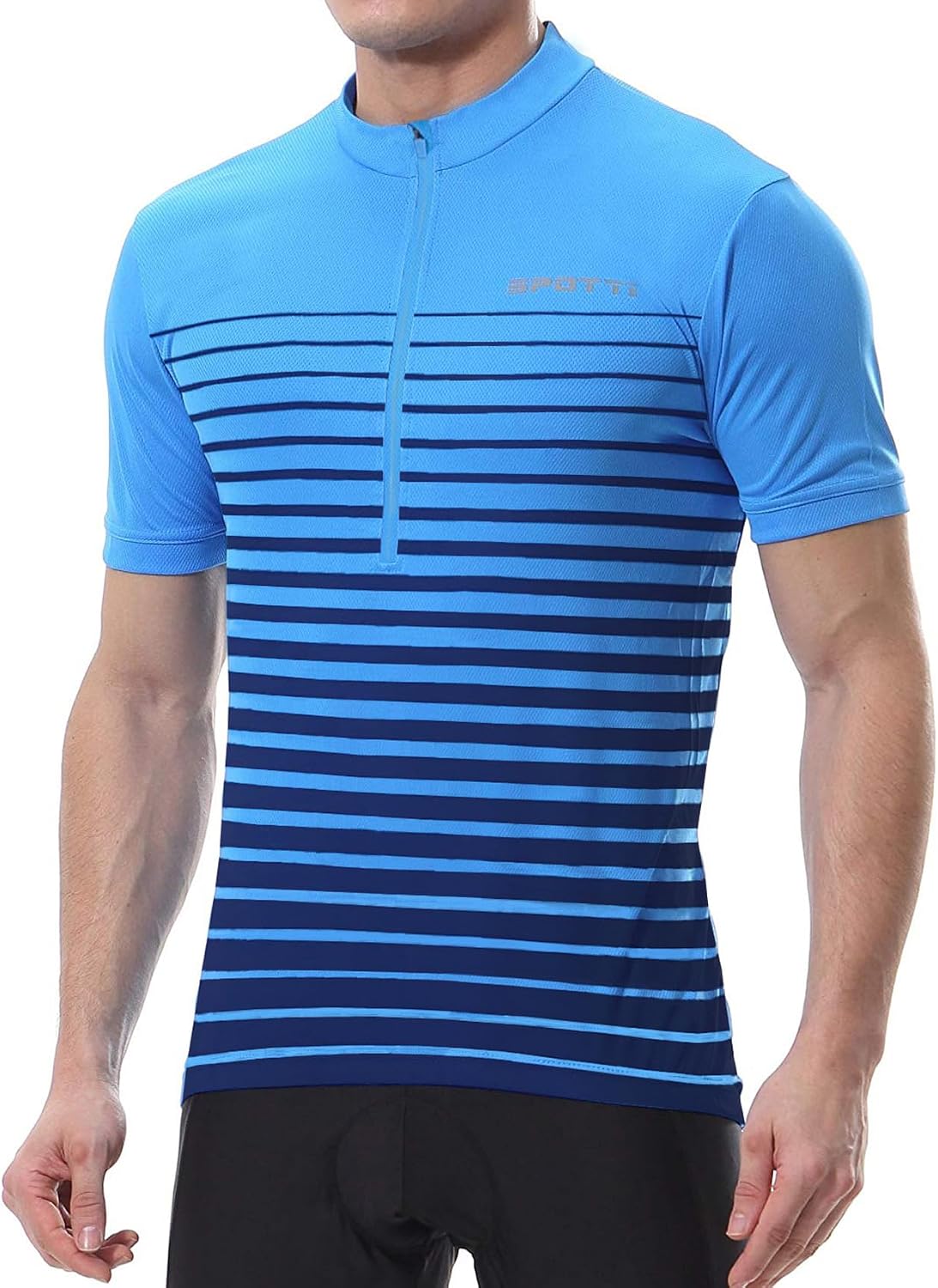 Spotti Men's Cycling Jersey Short Sleeve Half-Zip Bike Shirt, 4 Pockets