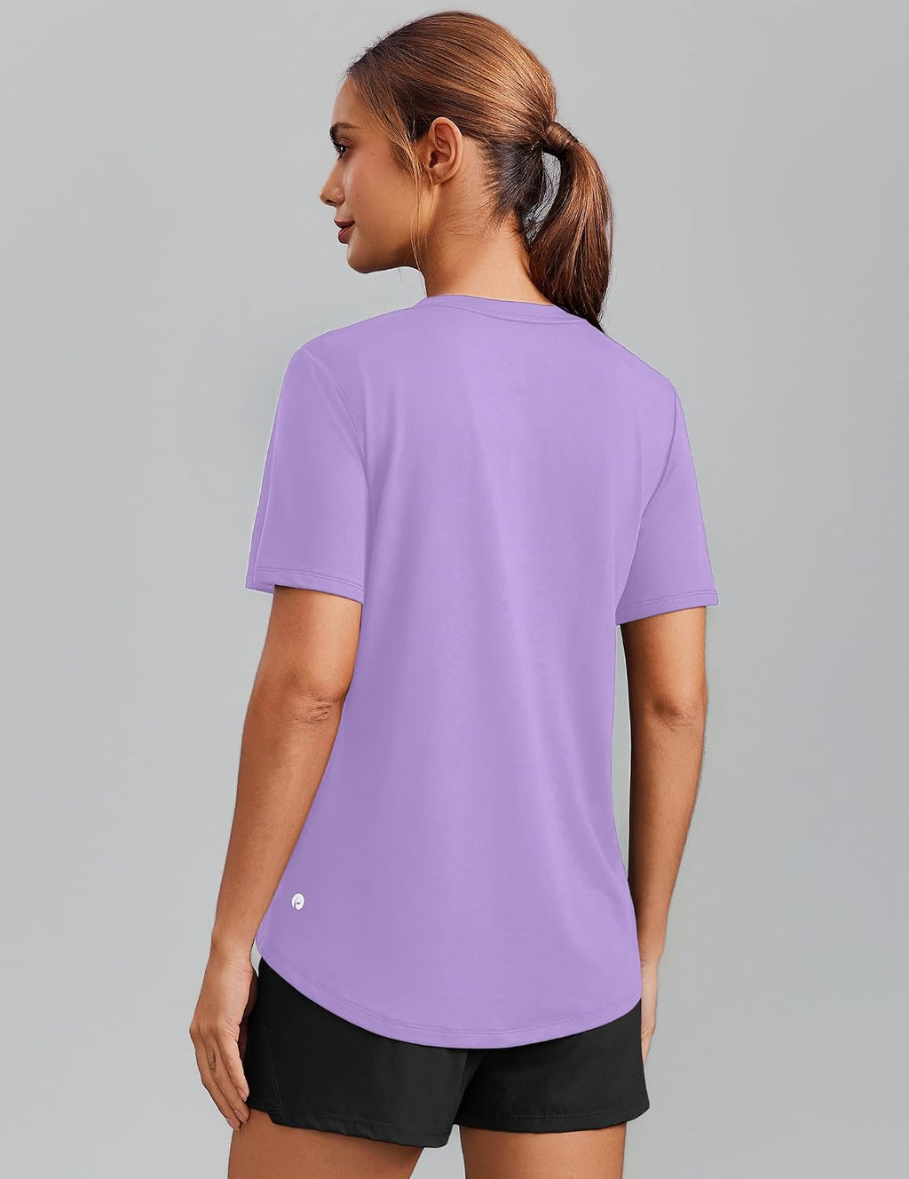 PINSPARK V Neck Workout Tops for Women Short Sleeve Quick Dry Shirts