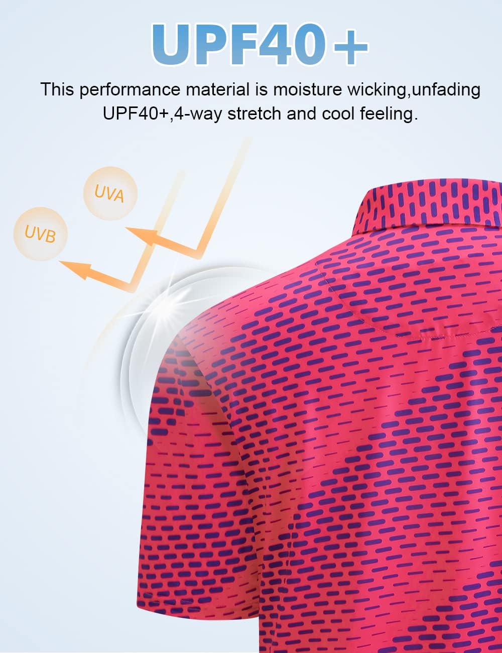 Hodaweisolp Golf Shirts for Men Dry Fit Print Short Sleeve Polo Shirt