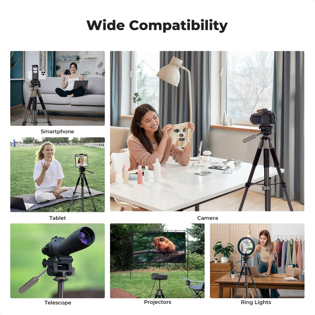 K&F CONCEPT 75" Aluminum Camera Tripod, Lightweight and Compact for Travel