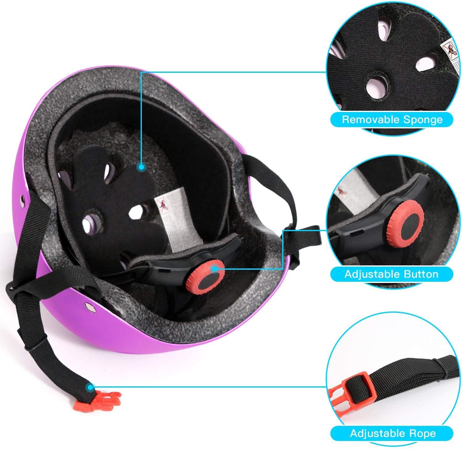 Adjustable Helmet for Ages 5-16 Kids Toddler Boys Girls Youth,Protective Gear with Elbow Knee Wrist Pads for Multi-Sports Skateboarding Bike Riding Scooter Inline skatings Longboard Roller Skate
