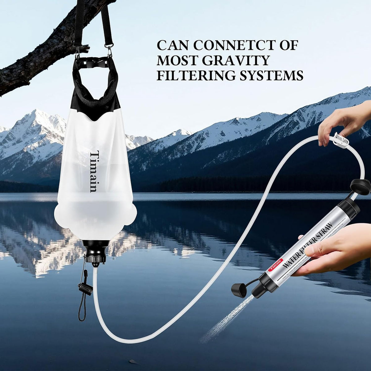 Timain 2 Pack 4-Stage Filtration, High Flow Rate Water Filter Straw, Water Purifier Survival for Emergency Kits, Travel, Camping, Hiking, Fishing, Hunting
