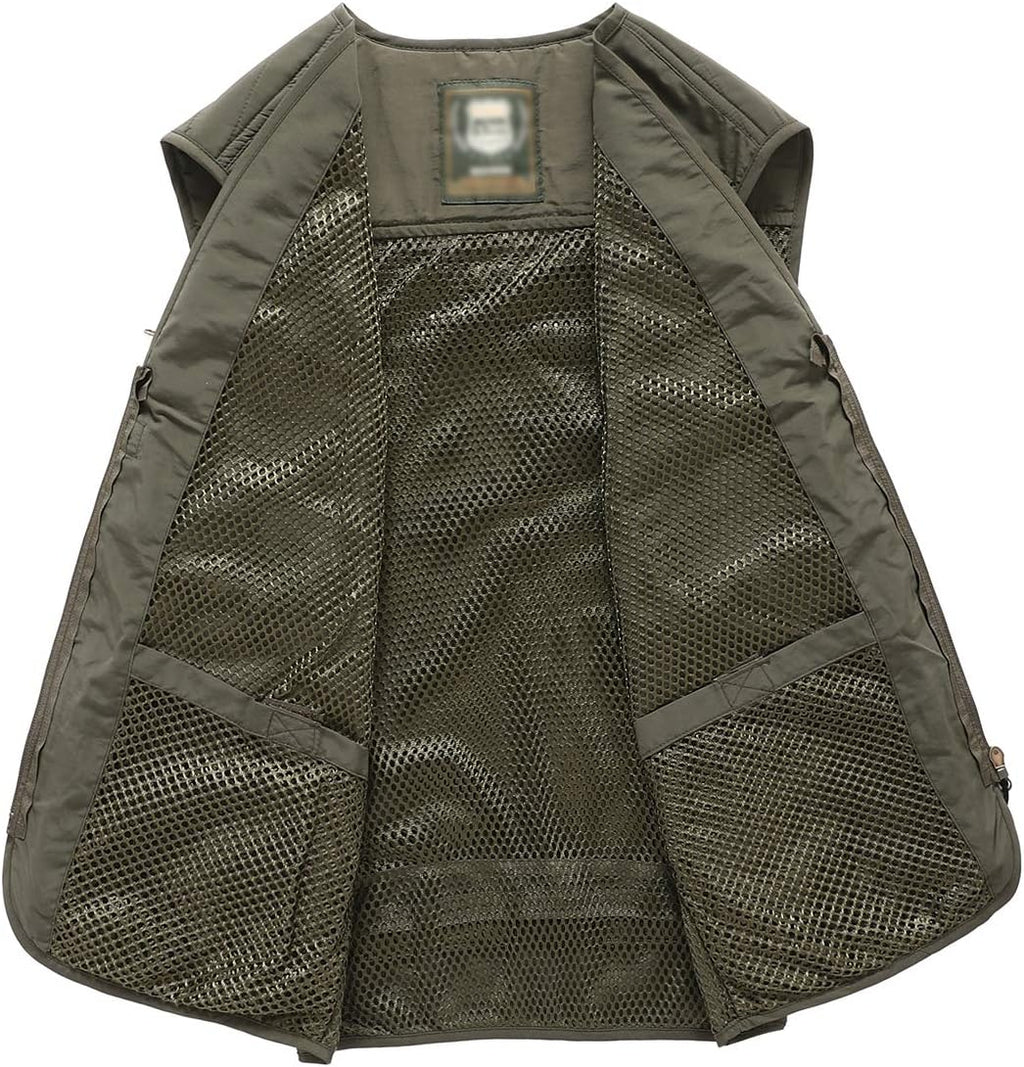 Hbufnha Outdoor Fishing Hunting Vest Multi Pockets Work Cargo Jacket