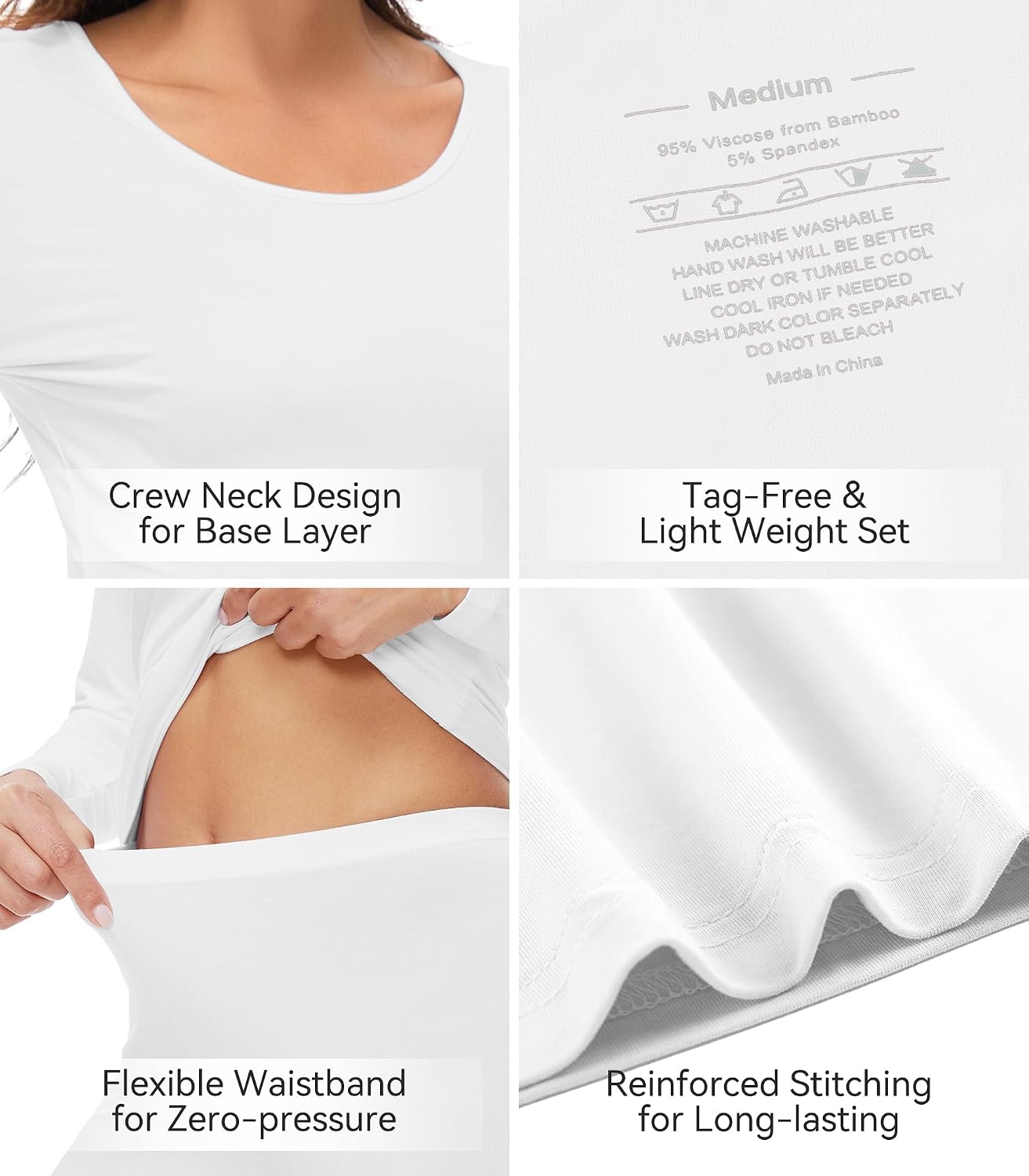 WiWi Soft Underwear for Women Thermal Long Johns Sets Super Warm Base Layer Top Pants Pajamas Set Viscose from Bamboo S-3X