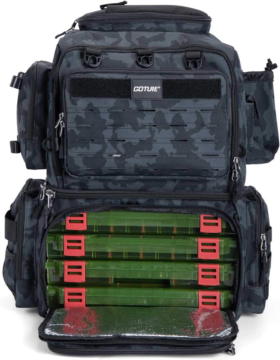 Goture Fishing Backpack with Cooler, 4 3600 Tackle Boxes,2 Rod Holders