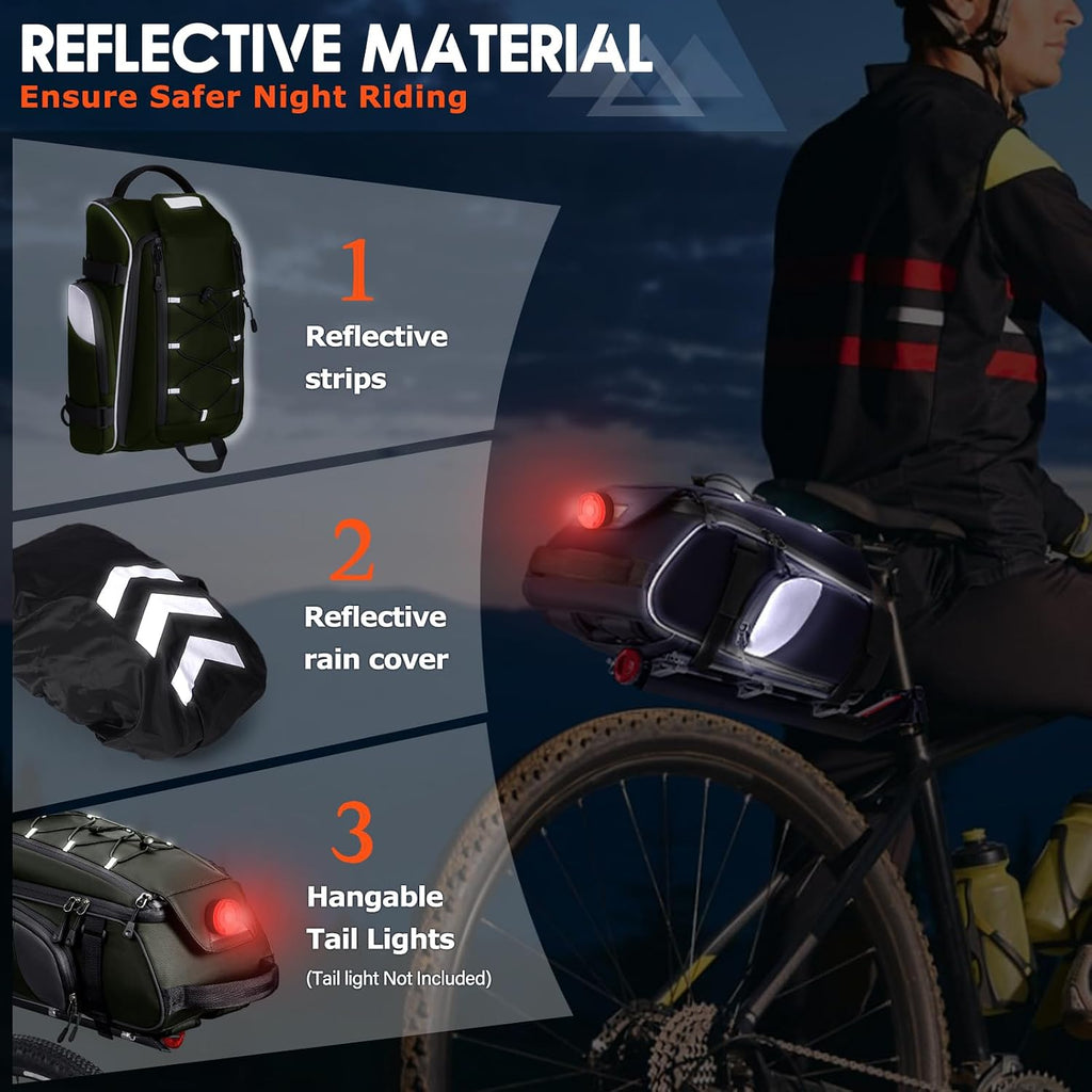 RAINSMORE Bike Bag for Bicycle Rear Rack 15L Waterproof Ebike Trunk Bag