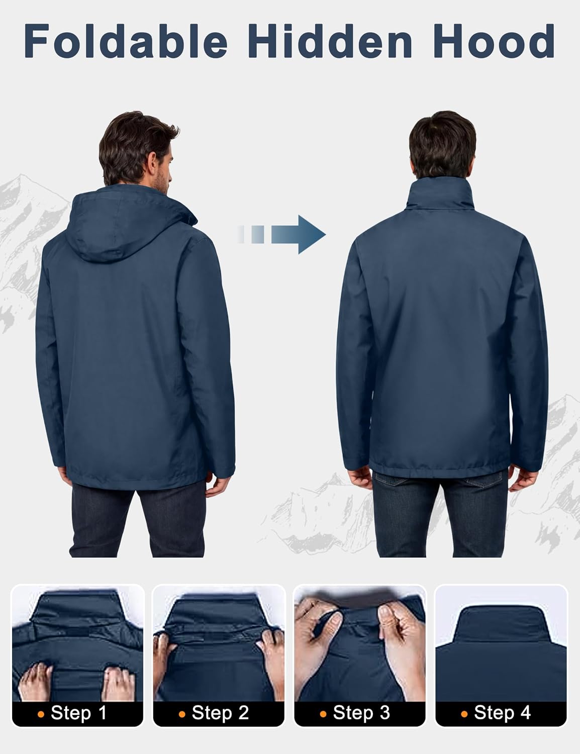 Little Donkey Andy Men's Waterproof Rain Jacket Outdoor Raincoat for Hiking