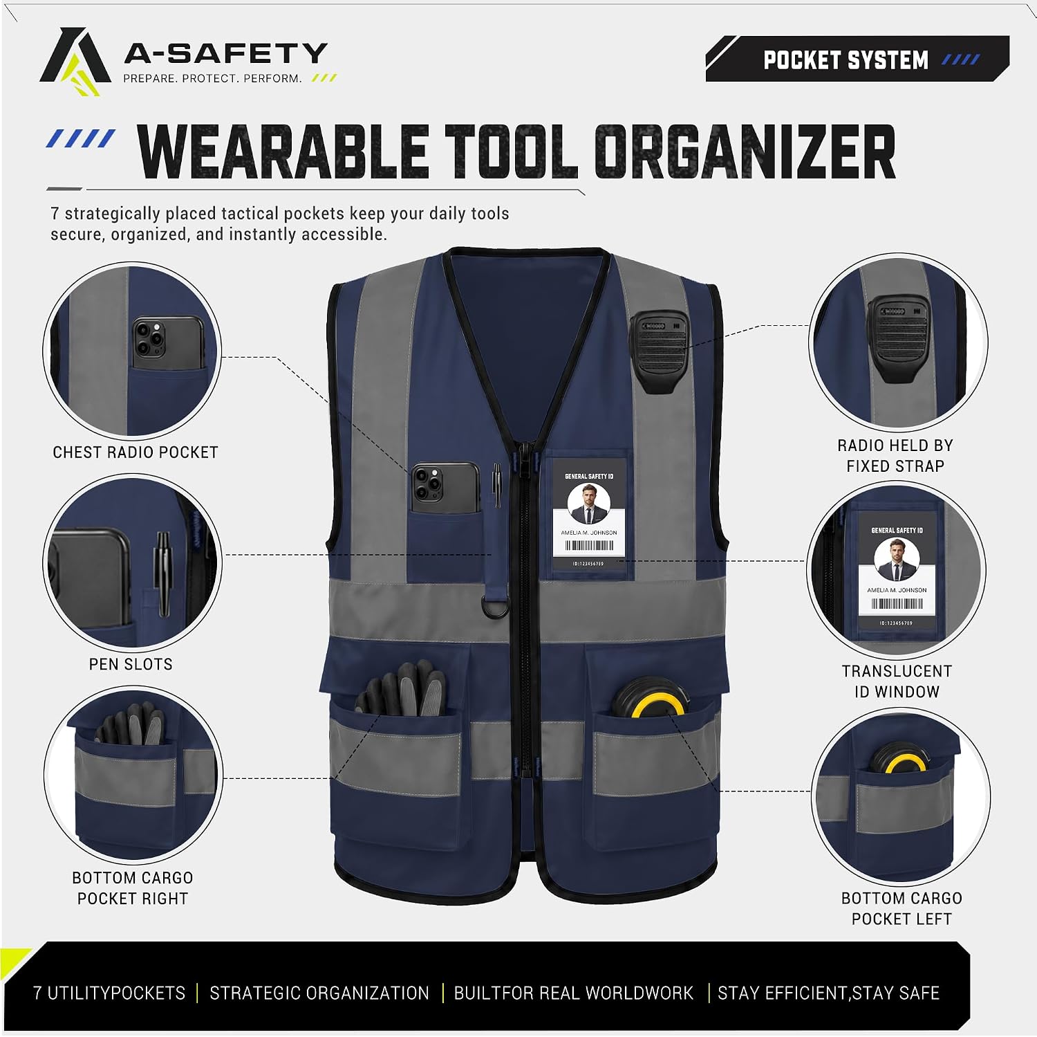 A-SAFETY High Visibility Reflective Safety Vest Customize Logo (XS-8XL)