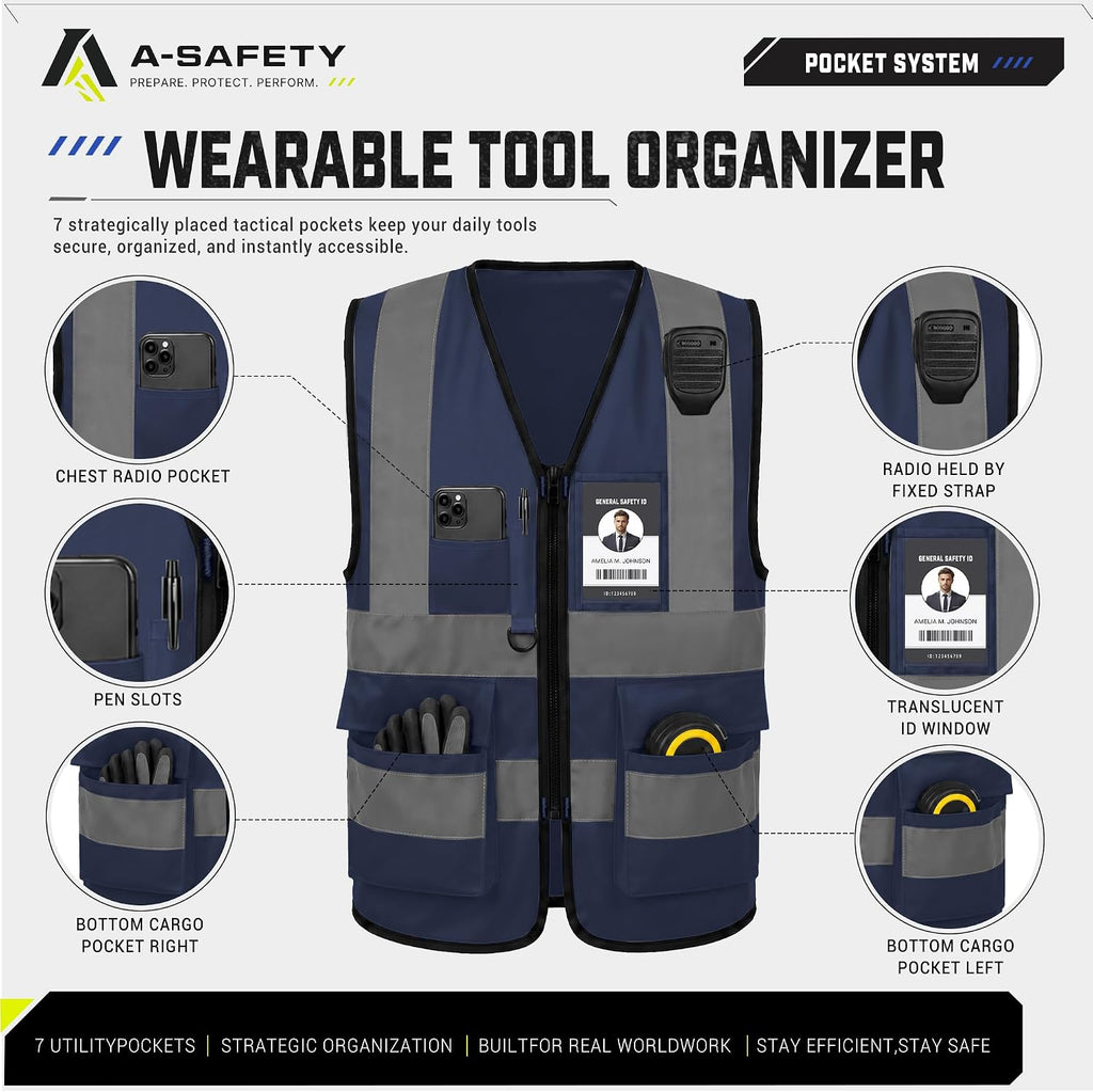 A-SAFETY High Visibility Reflective Safety Vest Customize Logo (XS-8XL)