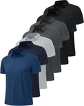 BOOJO 7 Pack Polo Shirts for Men - Quick Dry Moisture Wicking Performance Short Sleeve Mens Golf Shirts for Casual Work