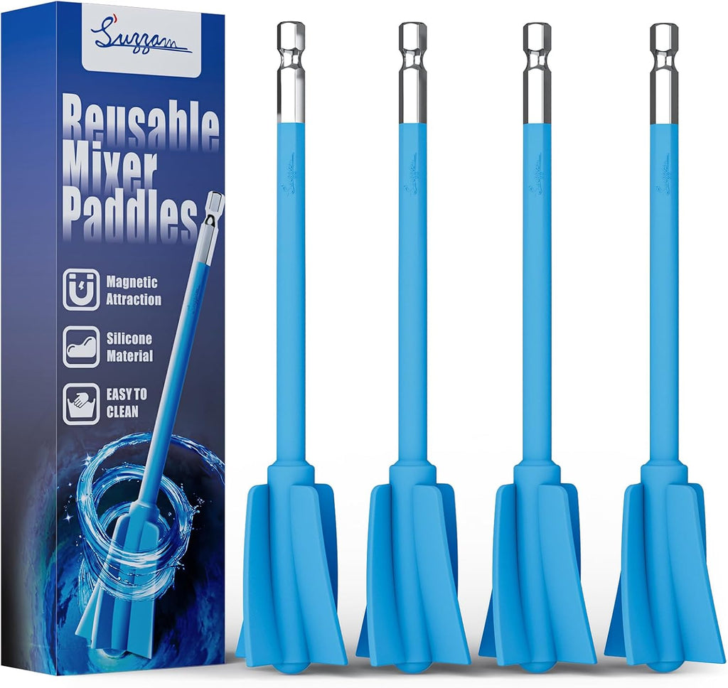 Suzzam Silicone Resin Mixer Paddles, 4Pcs Epoxy Mixer for Drill