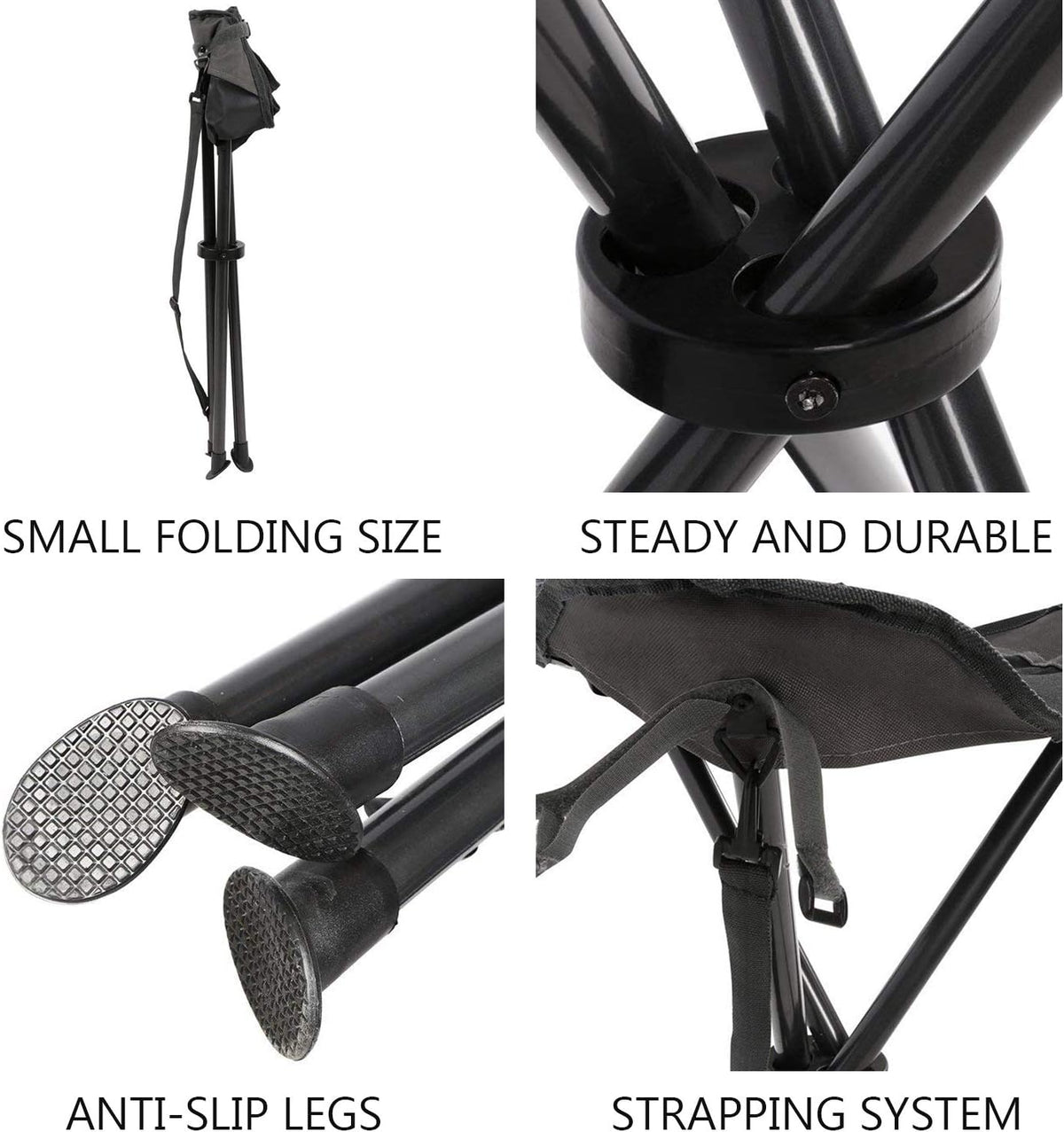 Portal Tall Folding Tripod Stool Portable Tripod Chair for Outdoor Camping