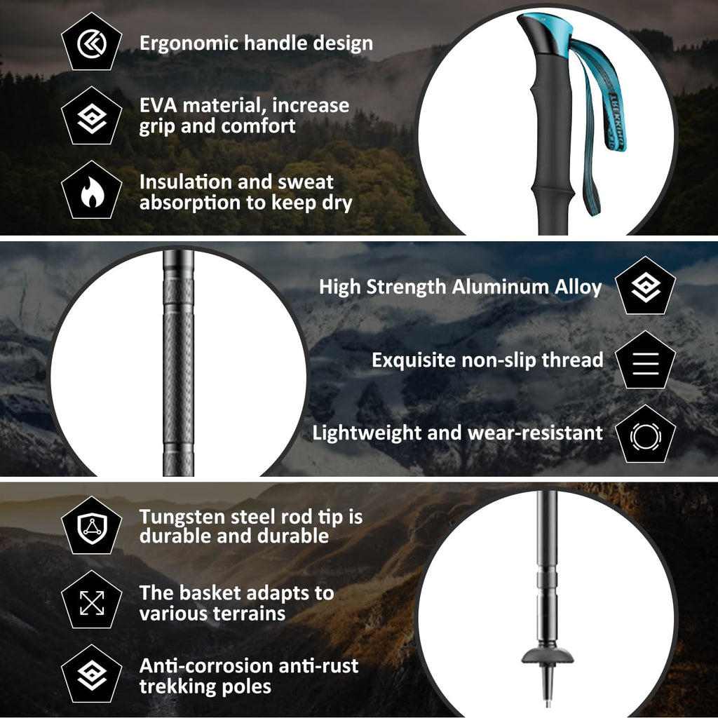 Multi-Functional Walking Stick, Prime 15-in-1 Hiking Poles, Adjustable Multipurpose Hiking Stick for Men Women Outdoor Adventure Trekking Camping